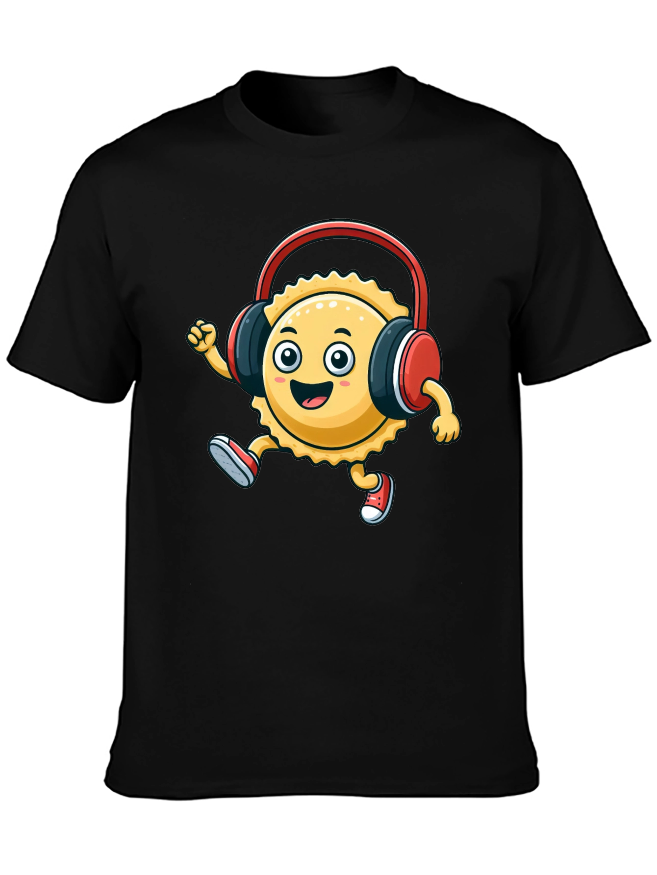 Cartoon Ravioli with Headphones T-Shirt