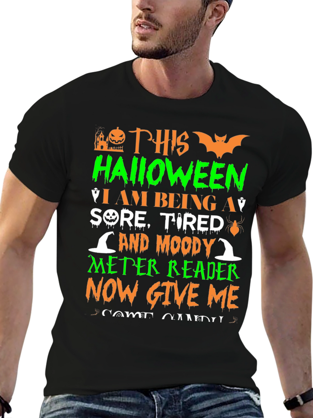 Halloween Sore Tired Moody Meter Reader T-Shirt