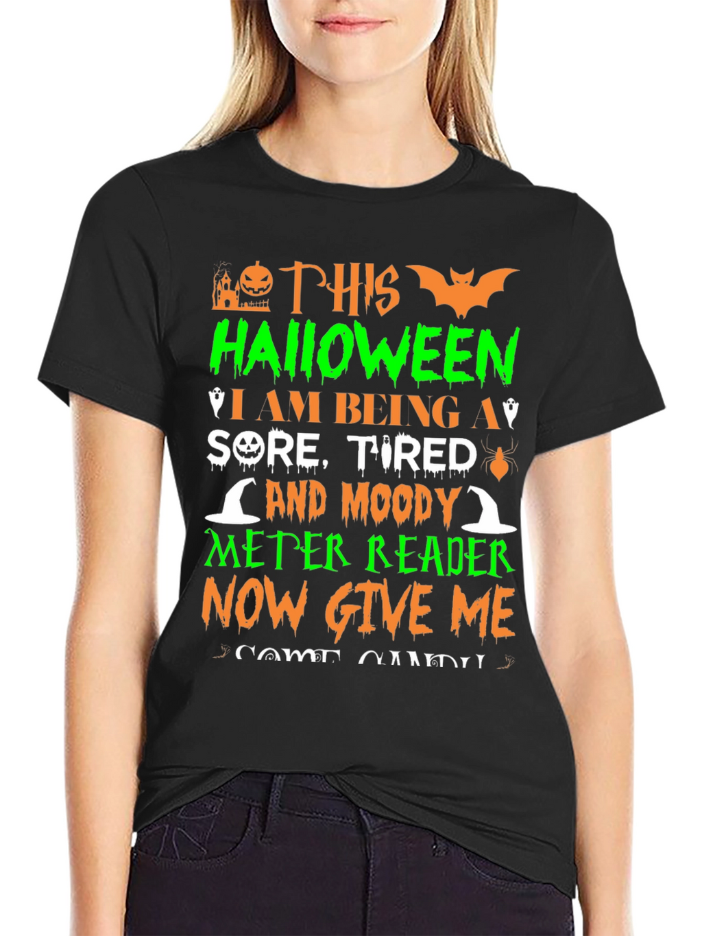 Halloween Sore Tired Moody Meter Reader T-Shirt