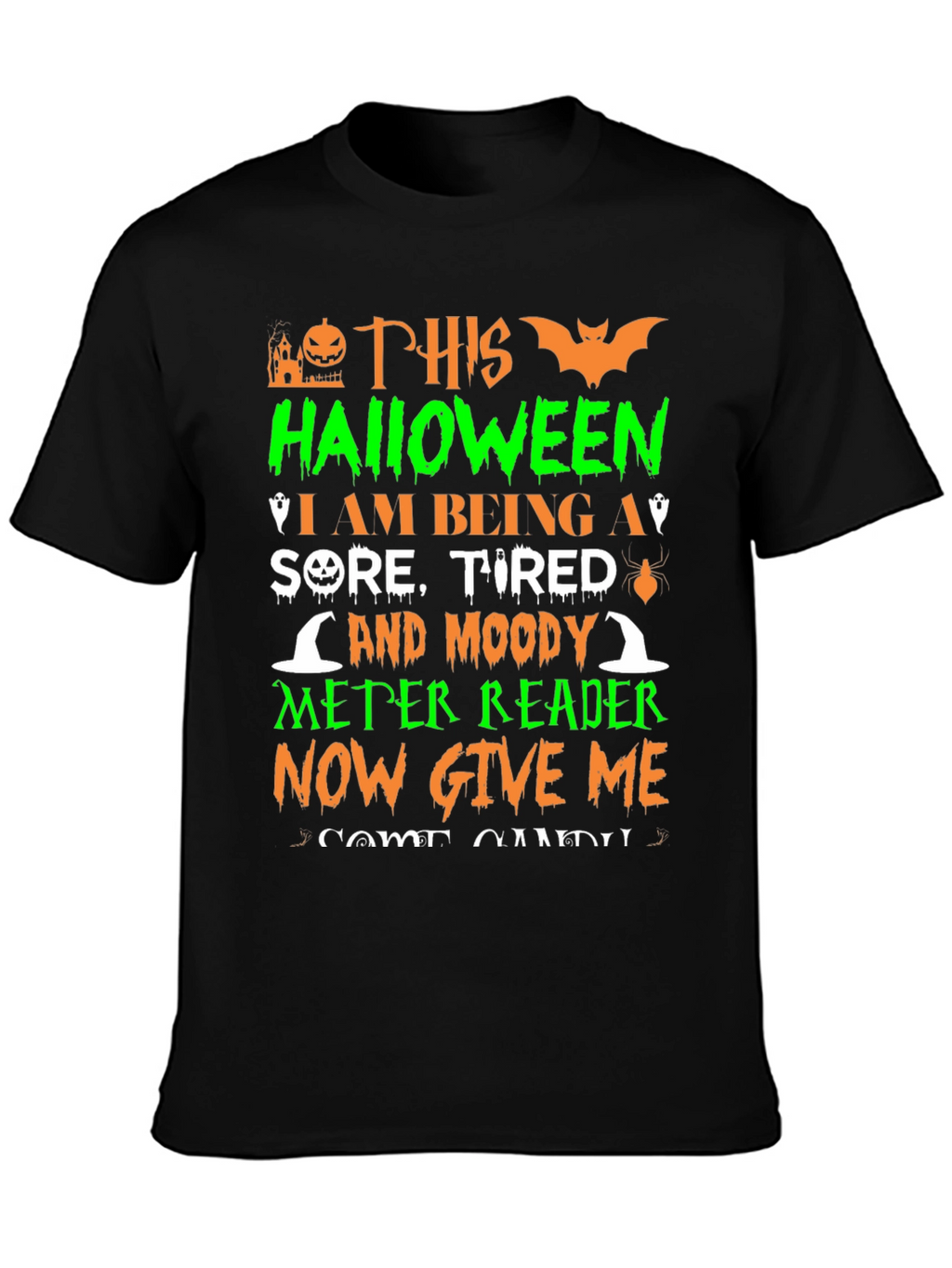 Halloween Sore Tired Moody Meter Reader T-Shirt