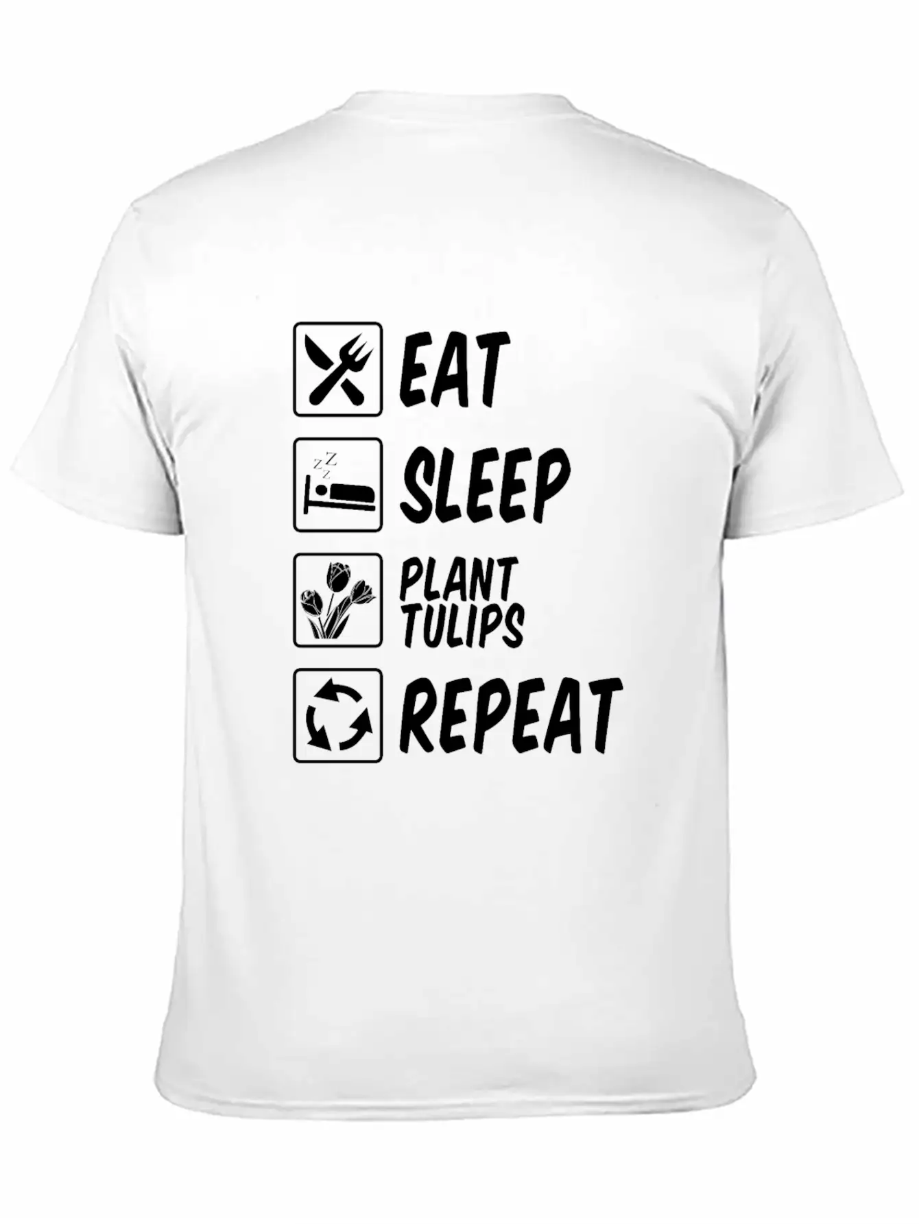 Tulip Gardening Eat Sleep Tulips Unisex Short Sleeve Soft Cotton T-Shirt – Casual Everyday Wear