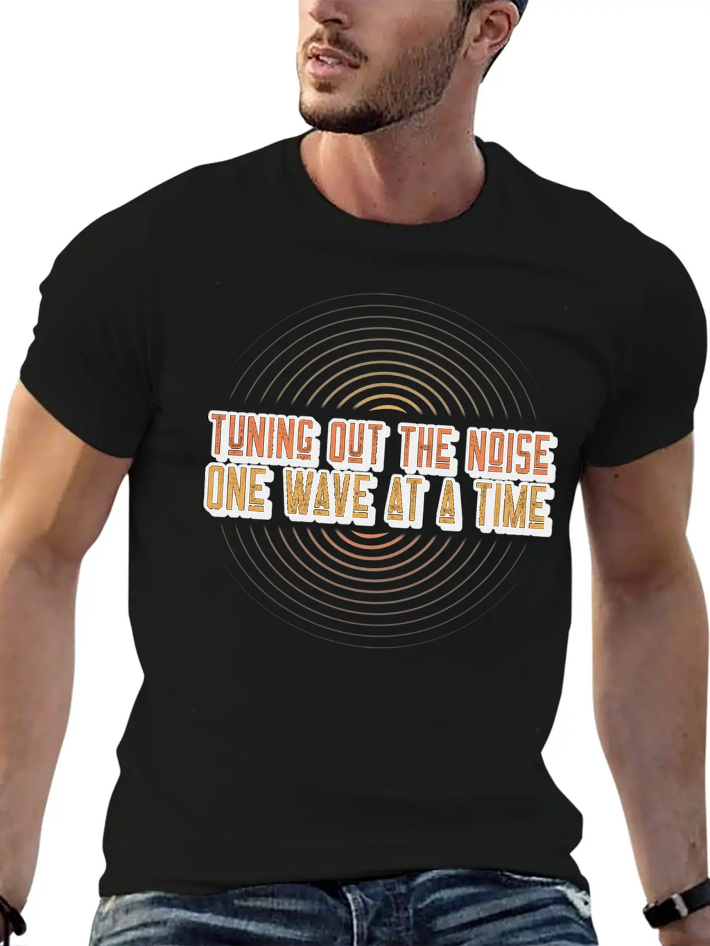 Tuning Out The Noise, One Wave At A Time Acoustics Breathable Soft Cotton T-Shirt – Timeless Casual Look