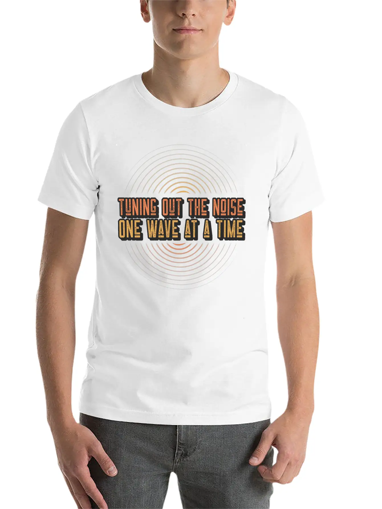 Tuning Out The Noise, One Wave At A Time Acoustics Breathable Soft Cotton T-Shirt – Timeless Casual Look
