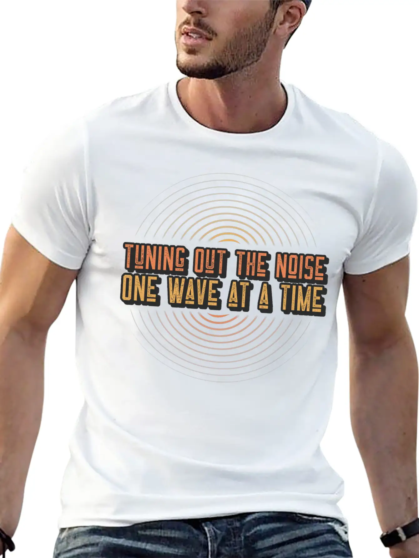 Tuning Out The Noise, One Wave At A Time Acoustics Breathable Soft Cotton T-Shirt – Timeless Casual Look