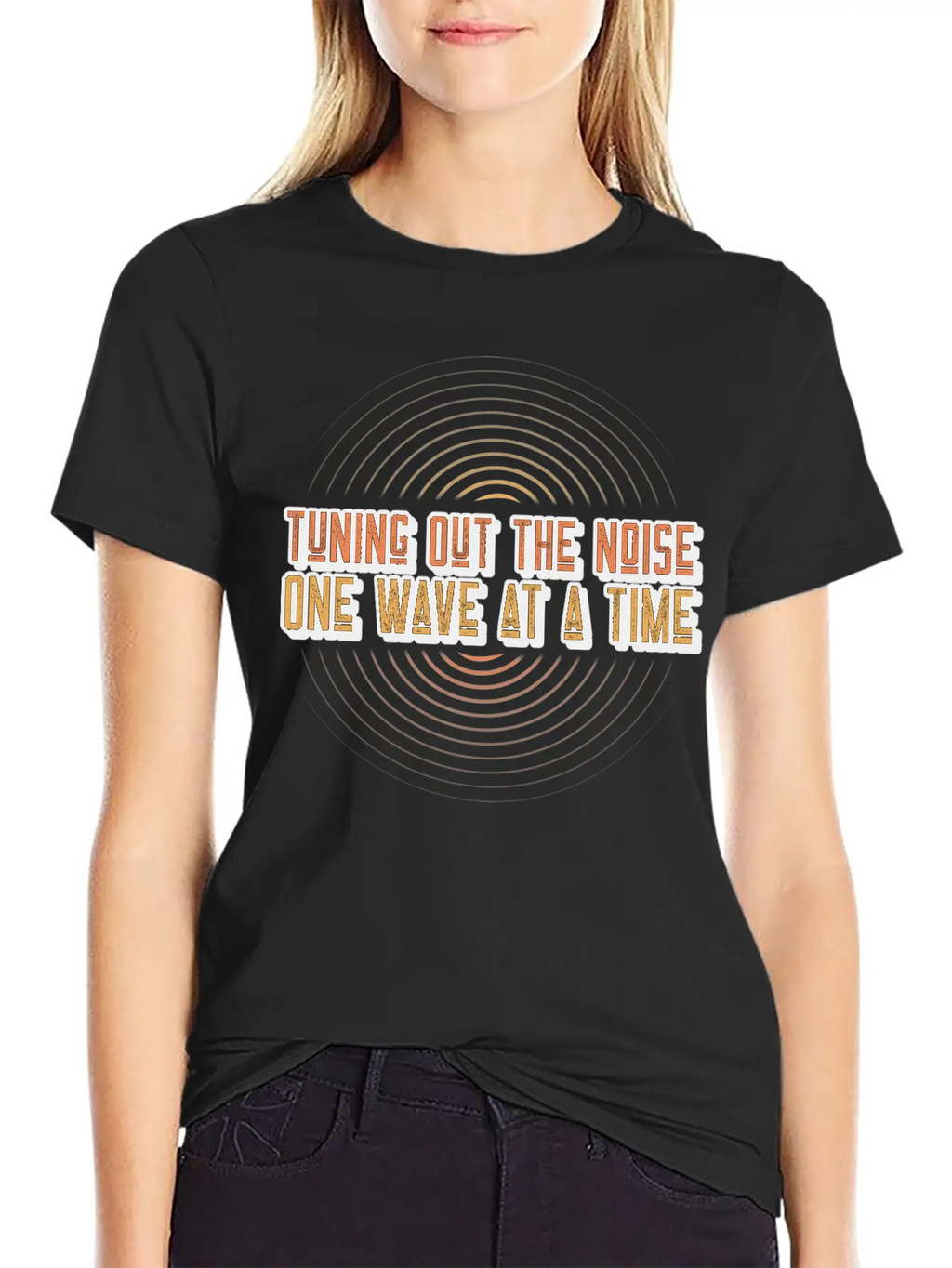 Tuning Out The Noise, One Wave At A Time Acoustics Breathable Soft Cotton T-Shirt – Timeless Casual Look