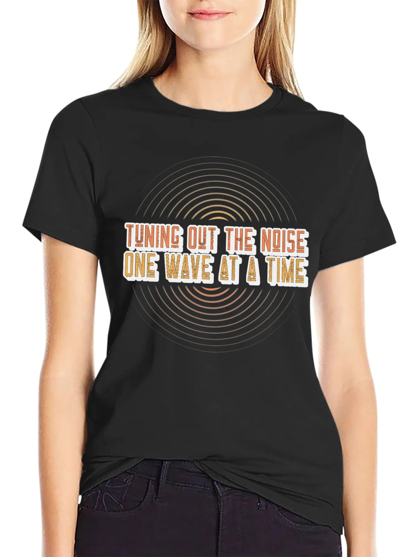 Tuning Out The Noise, One Wave At A Time Acoustics Breathable Soft Cotton T-Shirt – Timeless Casual Look