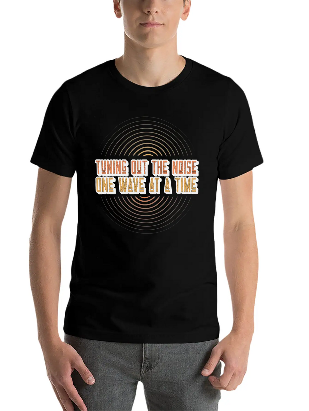 Tuning Out The Noise, One Wave At A Time Acoustics Breathable Soft Cotton T-Shirt – Timeless Casual Look