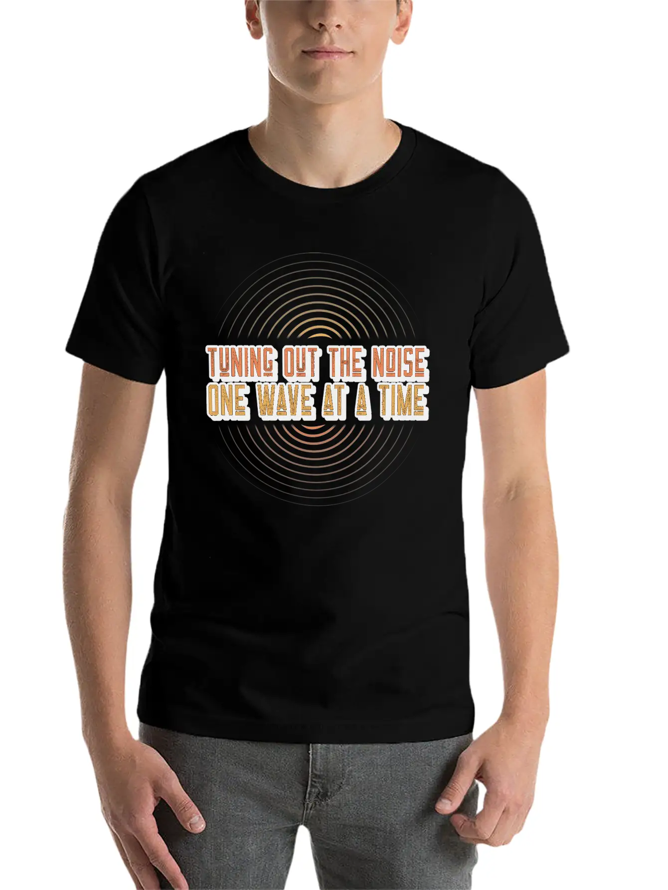 Tuning Out The Noise, One Wave At A Time Acoustics Breathable Soft Cotton T-Shirt – Timeless Casual Look