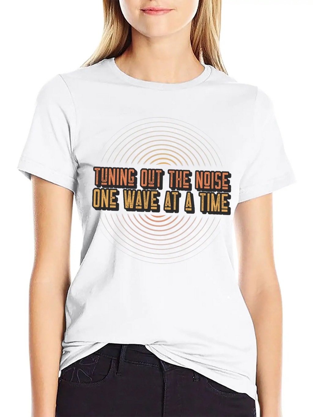 Tuning Out The Noise, One Wave At A Time Acoustics Breathable Soft Cotton T-Shirt – Timeless Casual Look