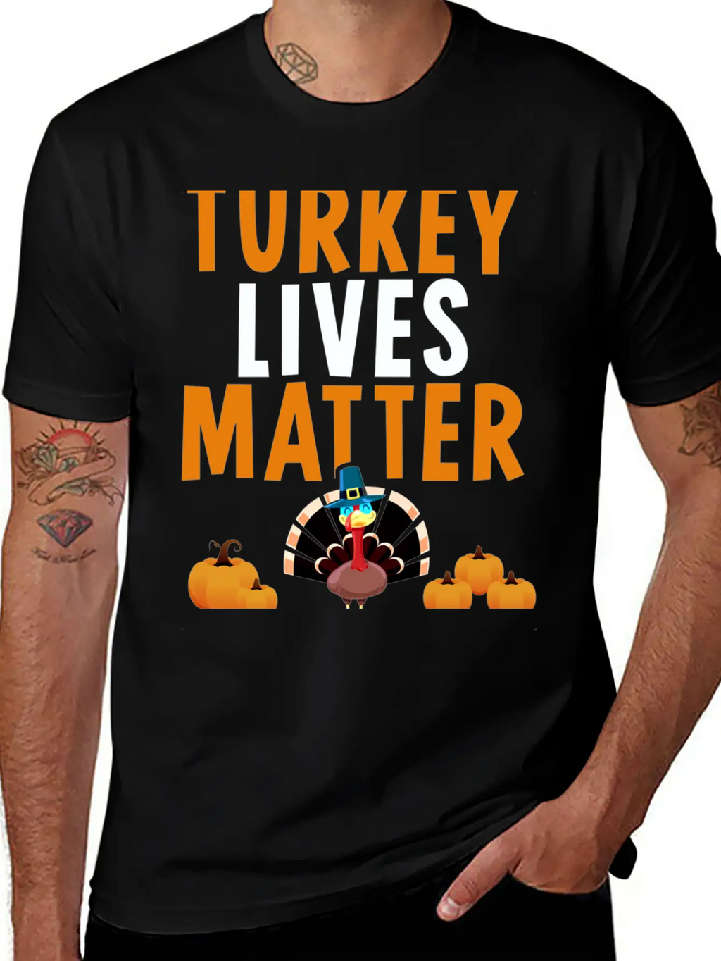 Turkey Lives Matter Funny Vegetarian Thanksgiving Breathable Soft Cotton T-Shirt – Timeless Casual Look