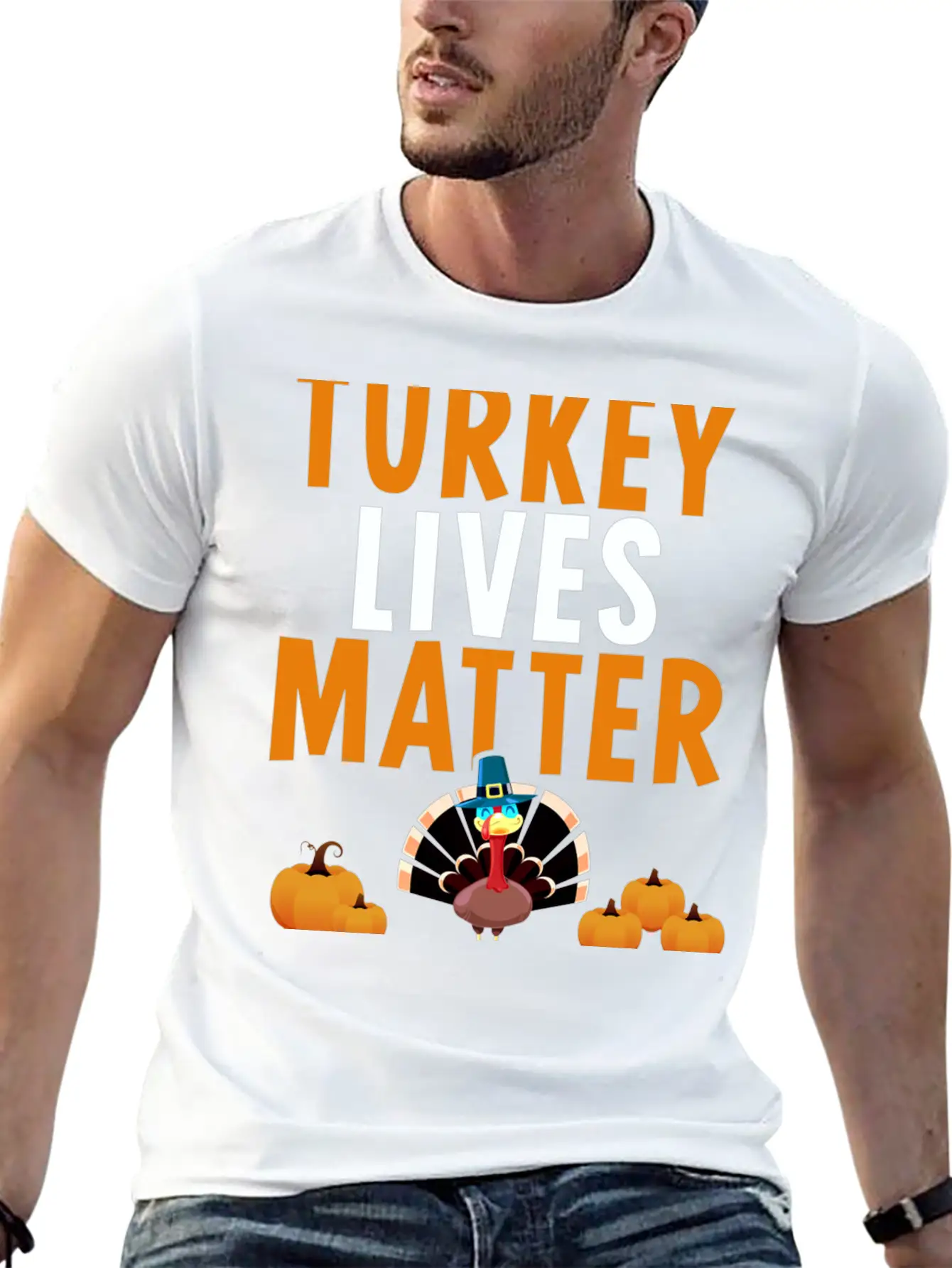 Turkey Lives Matter Funny Vegetarian Thanksgiving Breathable Soft Cotton T-Shirt – Timeless Casual Look