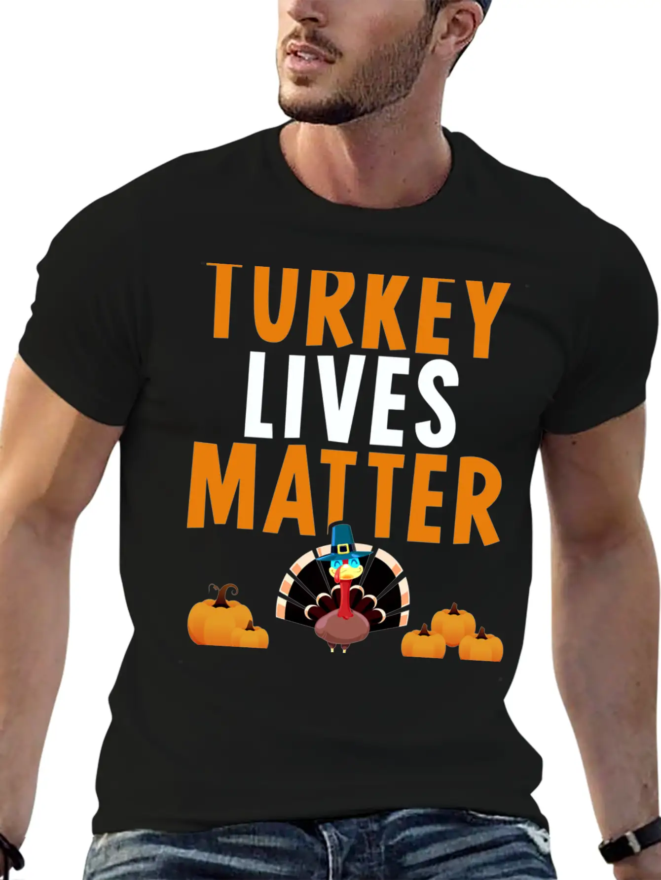 Turkey Lives Matter Funny Vegetarian Thanksgiving Breathable Soft Cotton T-Shirt – Timeless Casual Look