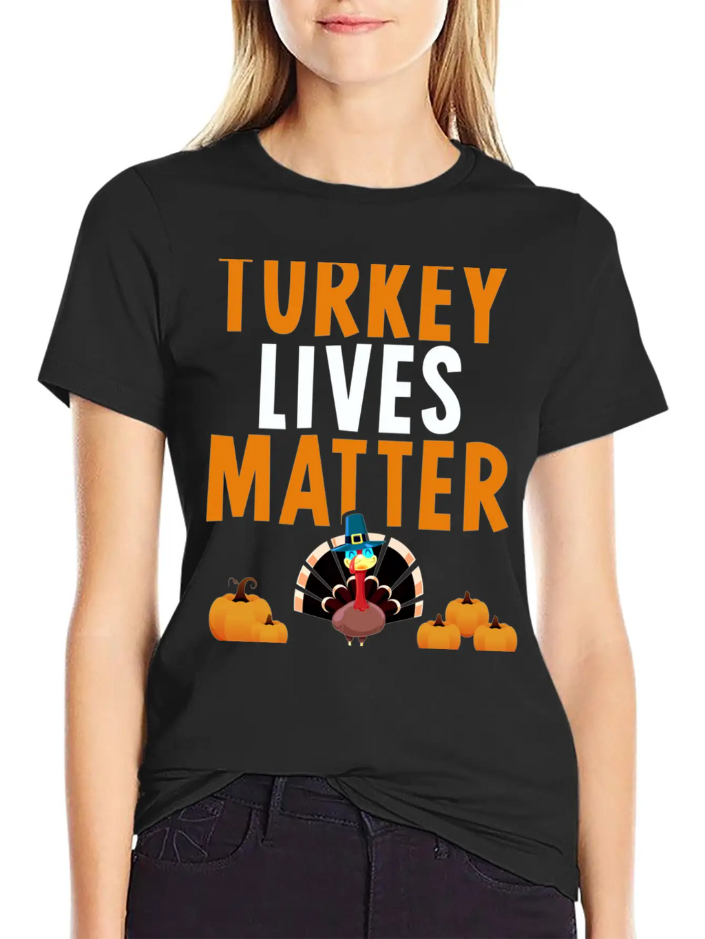 Turkey Lives Matter Funny Vegetarian Thanksgiving Breathable Soft Cotton T-Shirt – Timeless Casual Look