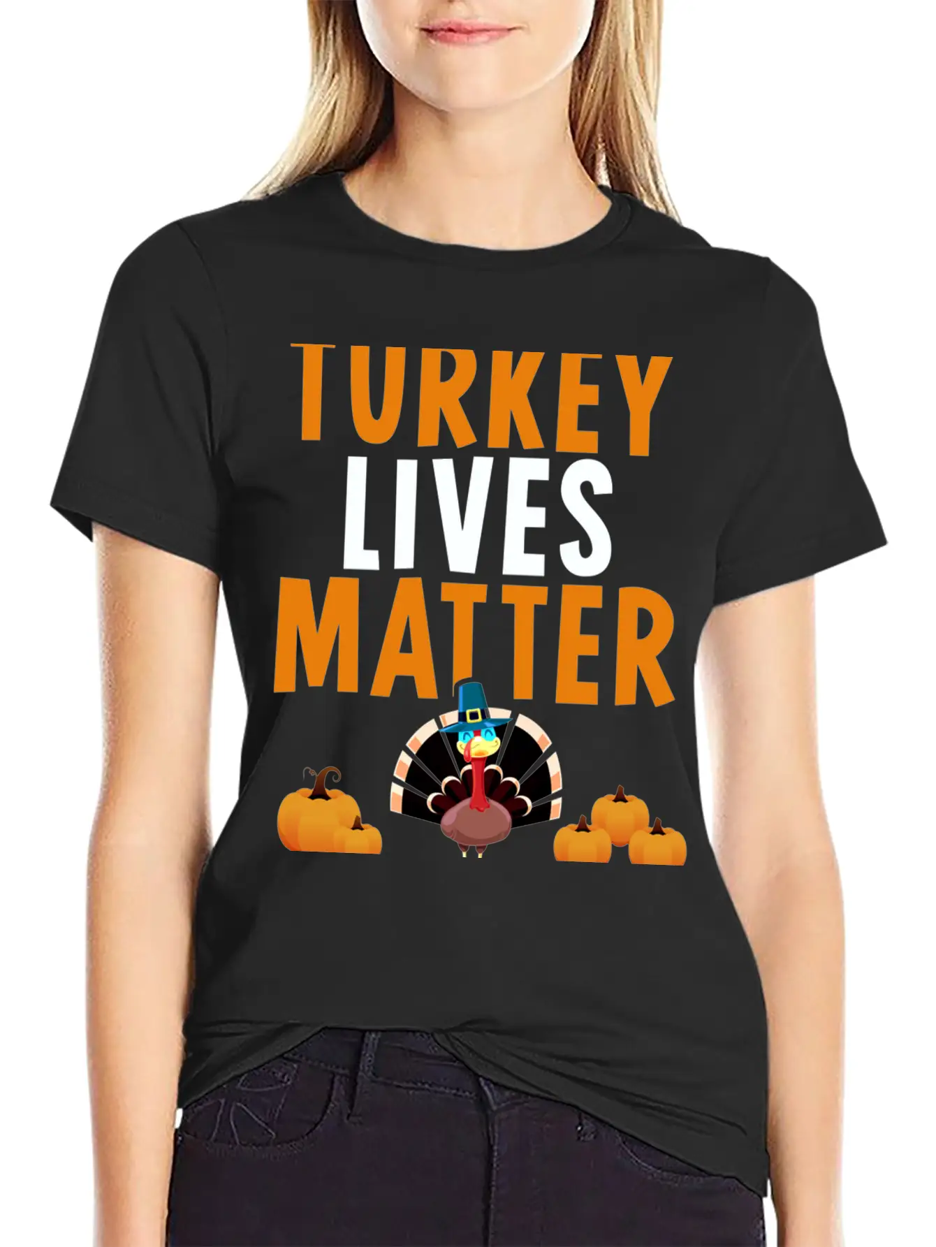 Turkey Lives Matter Funny Vegetarian Thanksgiving Breathable Soft Cotton T-Shirt – Timeless Casual Look