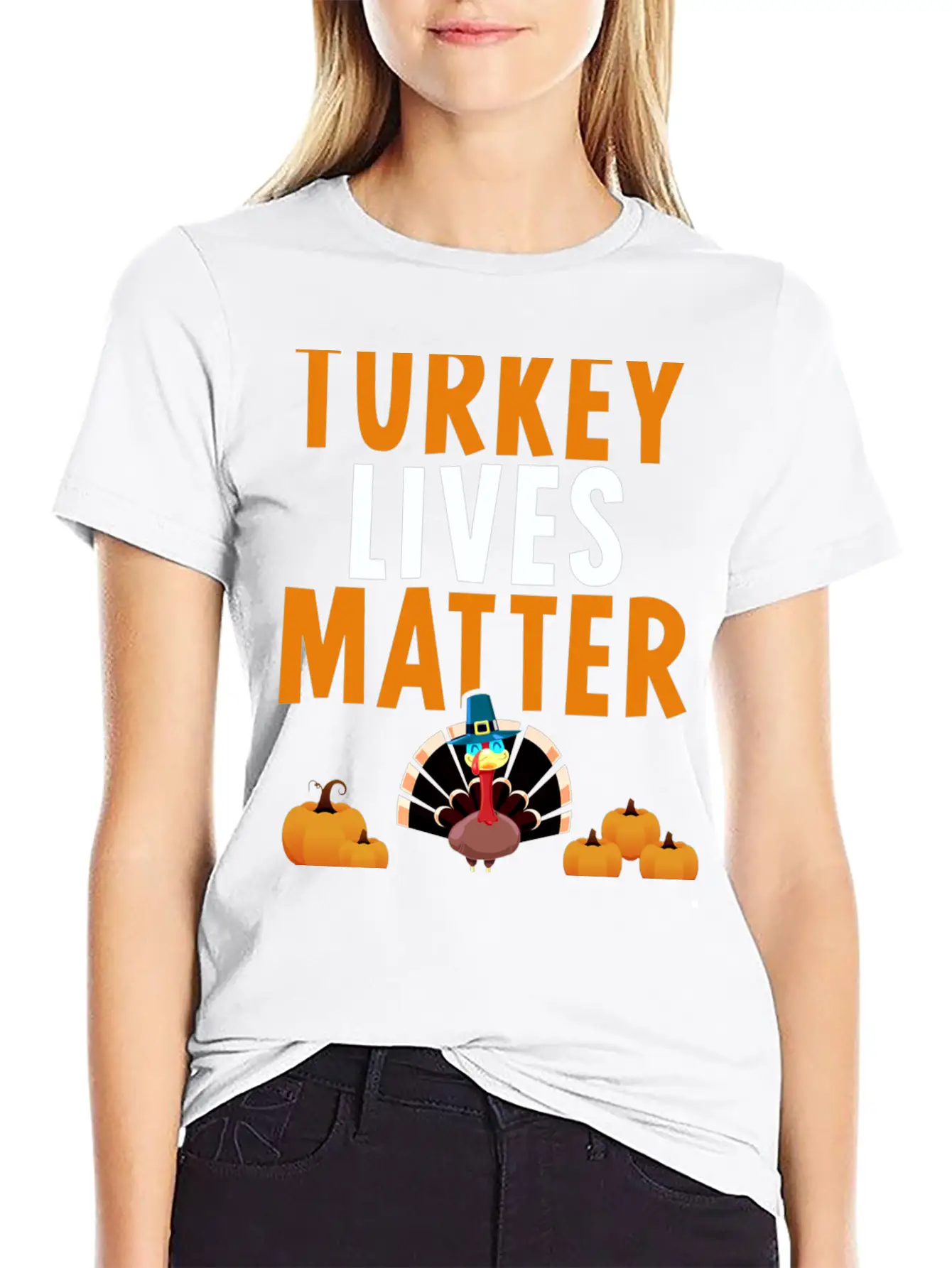 Turkey Lives Matter Funny Vegetarian Thanksgiving Breathable Soft Cotton T-Shirt – Timeless Casual Look