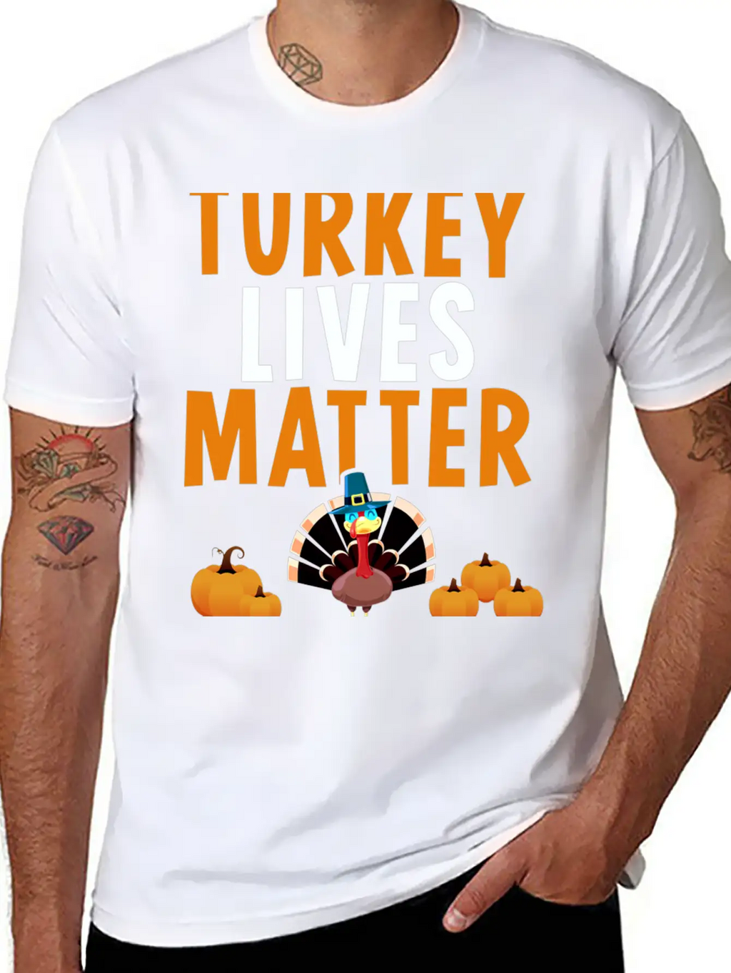 Turkey Lives Matter Funny Vegetarian Thanksgiving Breathable Soft Cotton T-Shirt – Timeless Casual Look