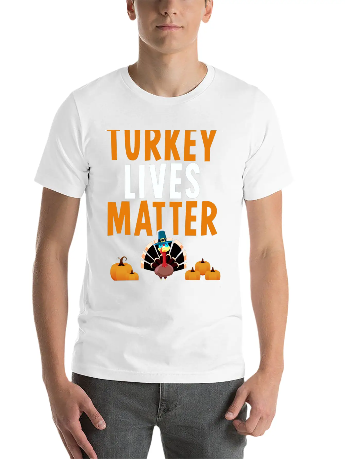 Turkey Lives Matter Funny Vegetarian Thanksgiving Breathable Soft Cotton T-Shirt – Timeless Casual Look