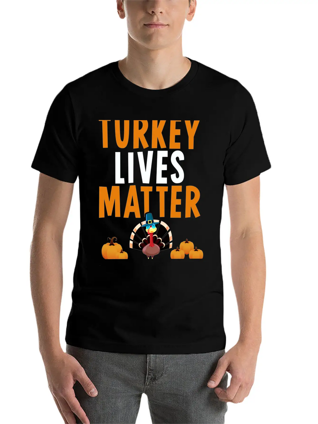 Turkey Lives Matter Funny Vegetarian Thanksgiving Breathable Soft Cotton T-Shirt – Timeless Casual Look