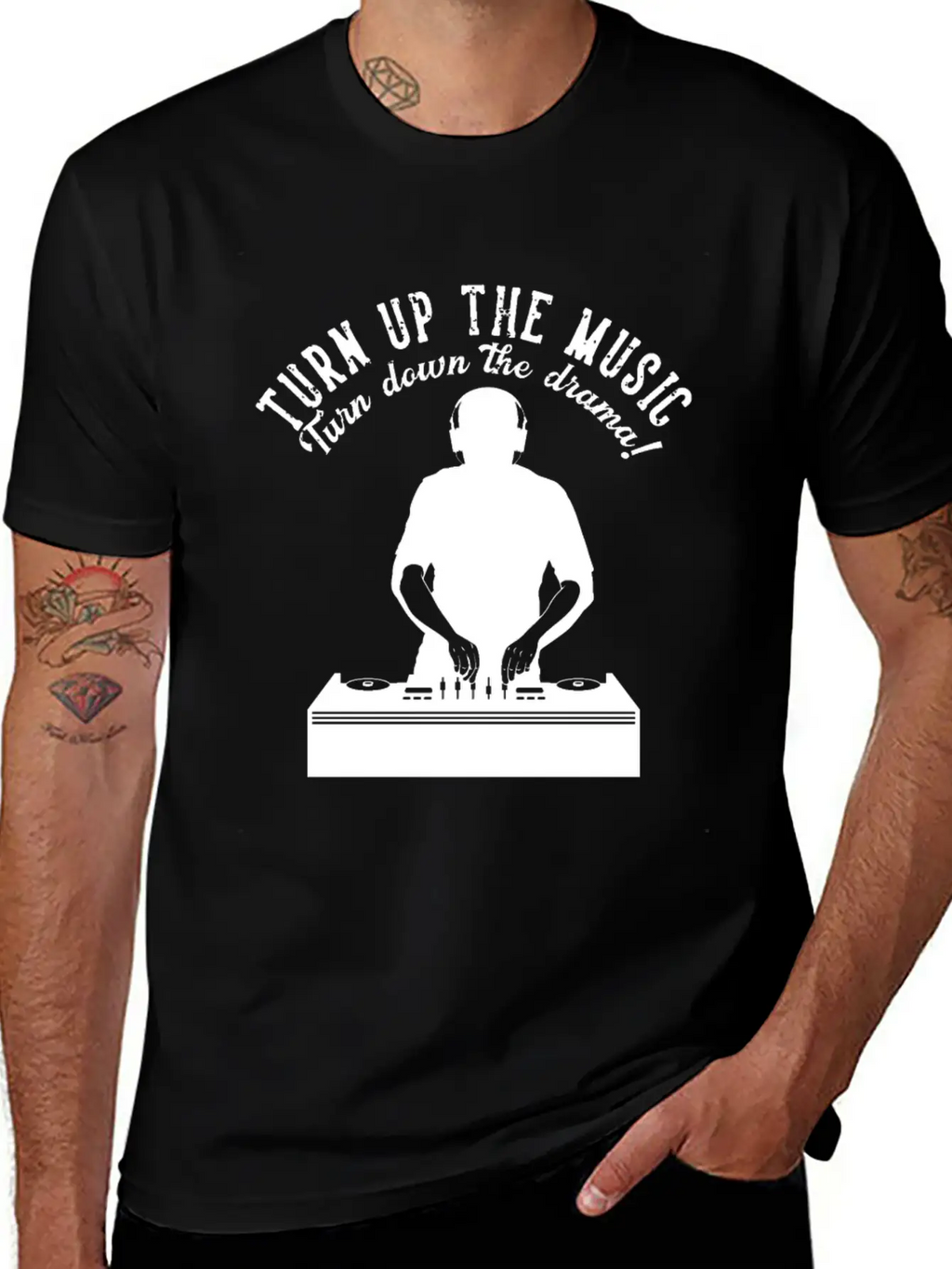 Turn Up The Music Turn Down The Drama Headphone Dj Unisex Casual T-Shirt – Clean Design For Daily Comfort