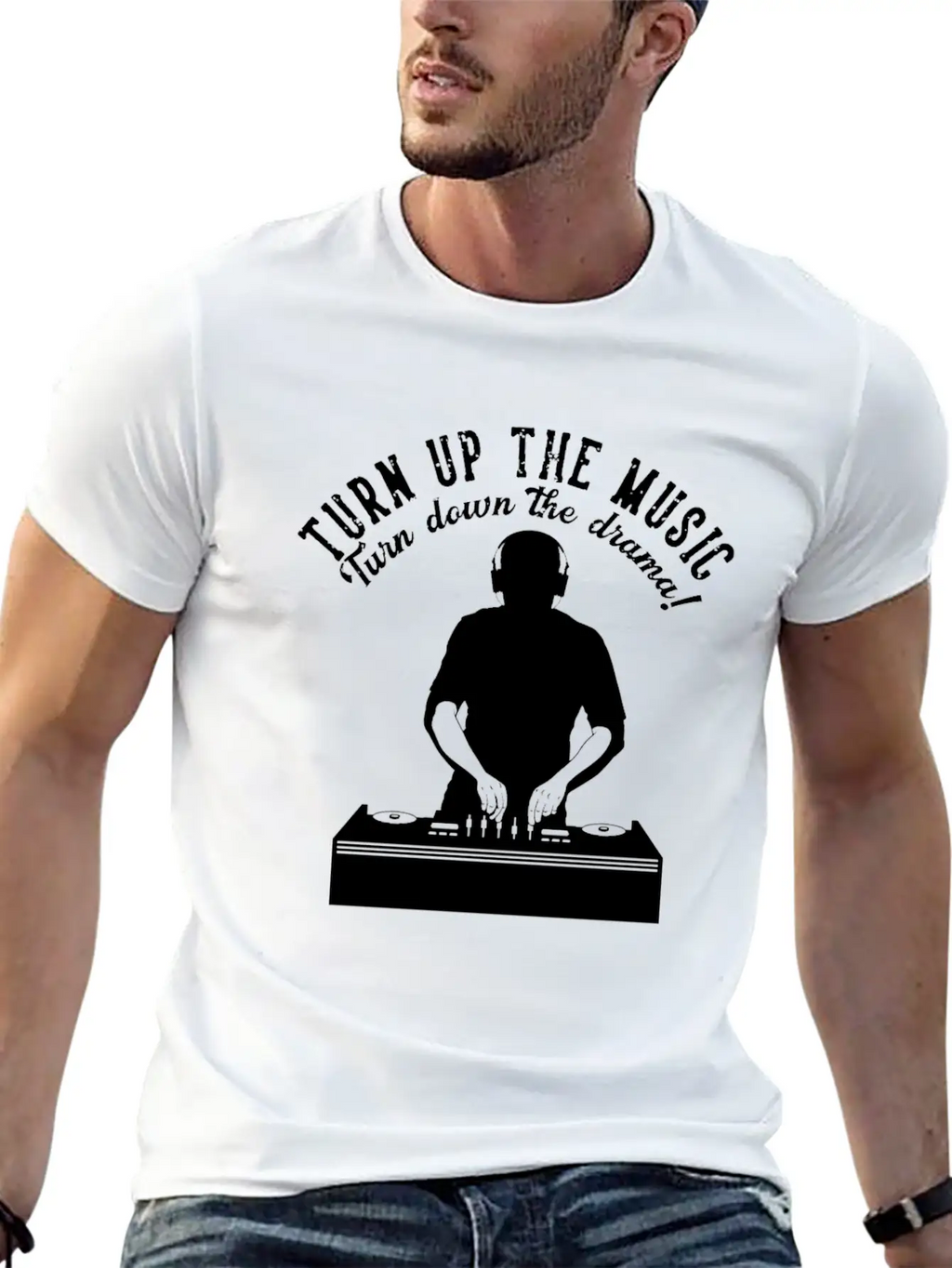 Turn Up The Music Turn Down The Drama Headphone Dj Unisex Casual T-Shirt – Clean Design For Daily Comfort