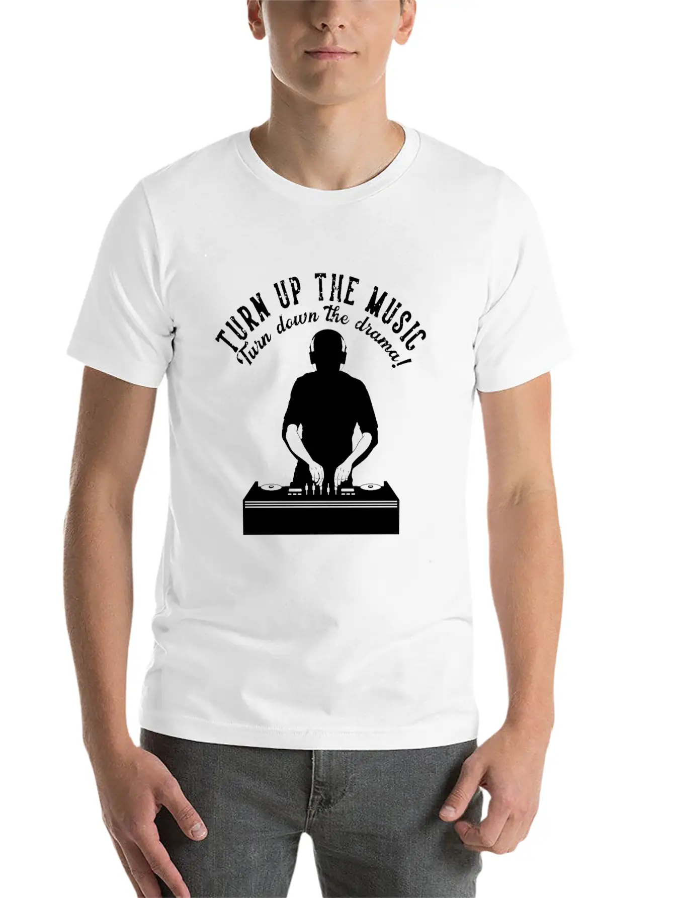 Turn Up The Music Turn Down The Drama Headphone Dj Unisex Casual T-Shirt – Clean Design For Daily Comfort