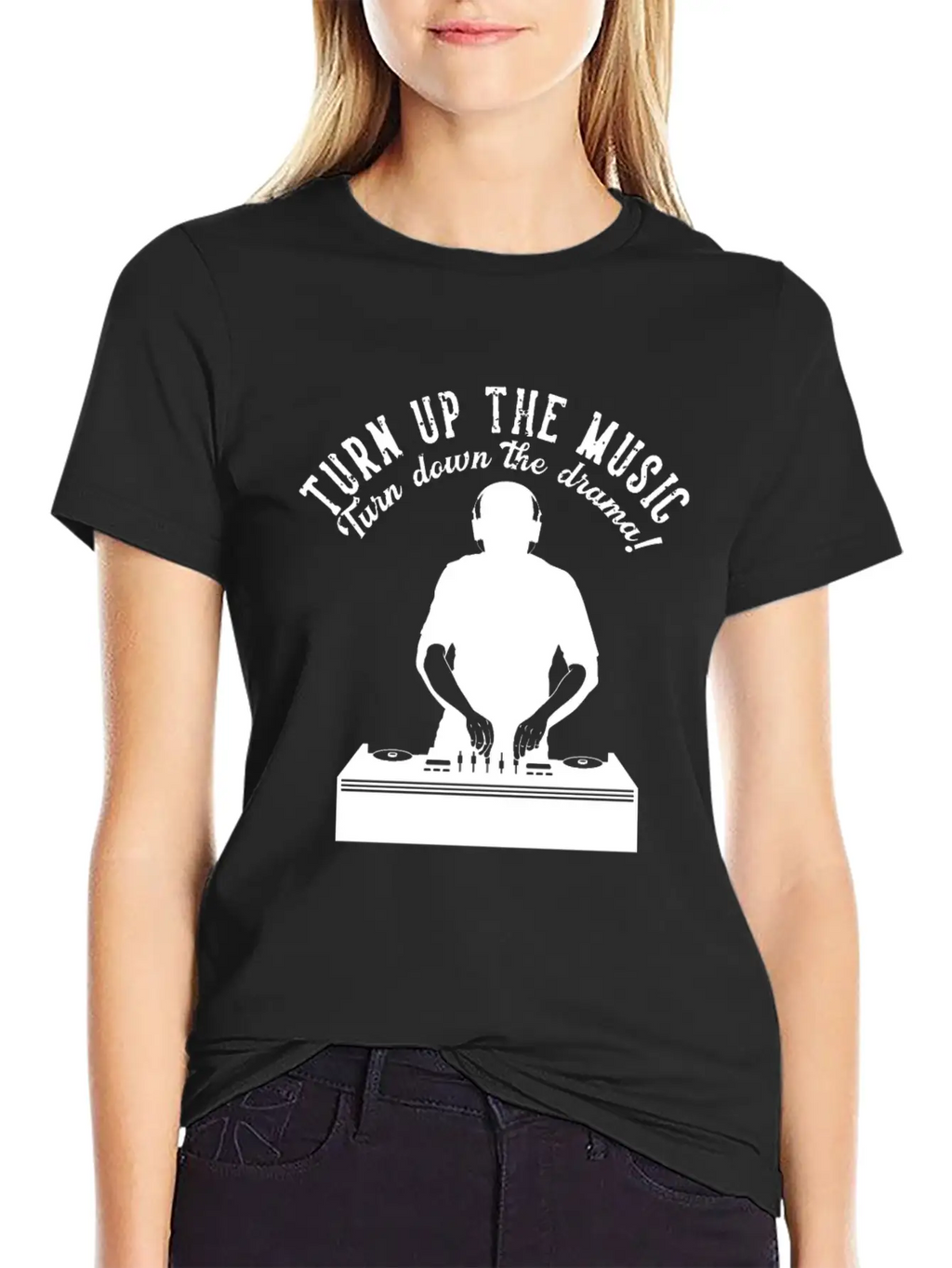 Turn Up The Music Turn Down The Drama Headphone Dj Unisex Casual T-Shirt – Clean Design For Daily Comfort