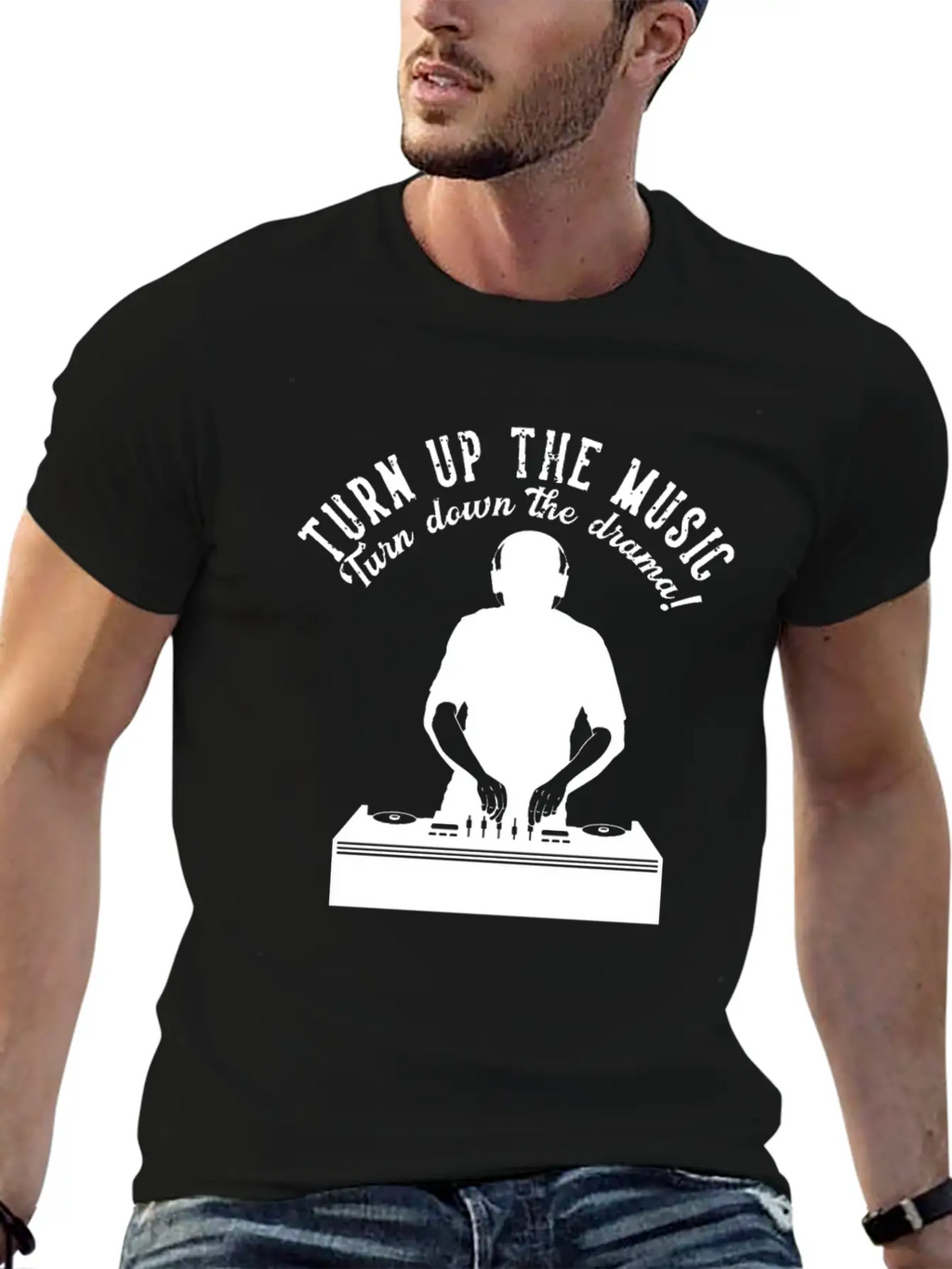 Turn Up The Music Turn Down The Drama Headphone Dj Unisex Casual T-Shirt – Clean Design For Daily Comfort