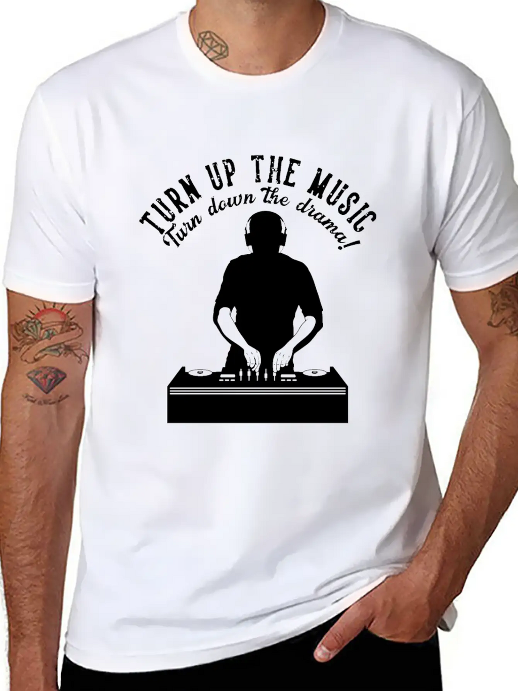 Turn Up The Music Turn Down The Drama Headphone Dj Unisex Casual T-Shirt – Clean Design For Daily Comfort
