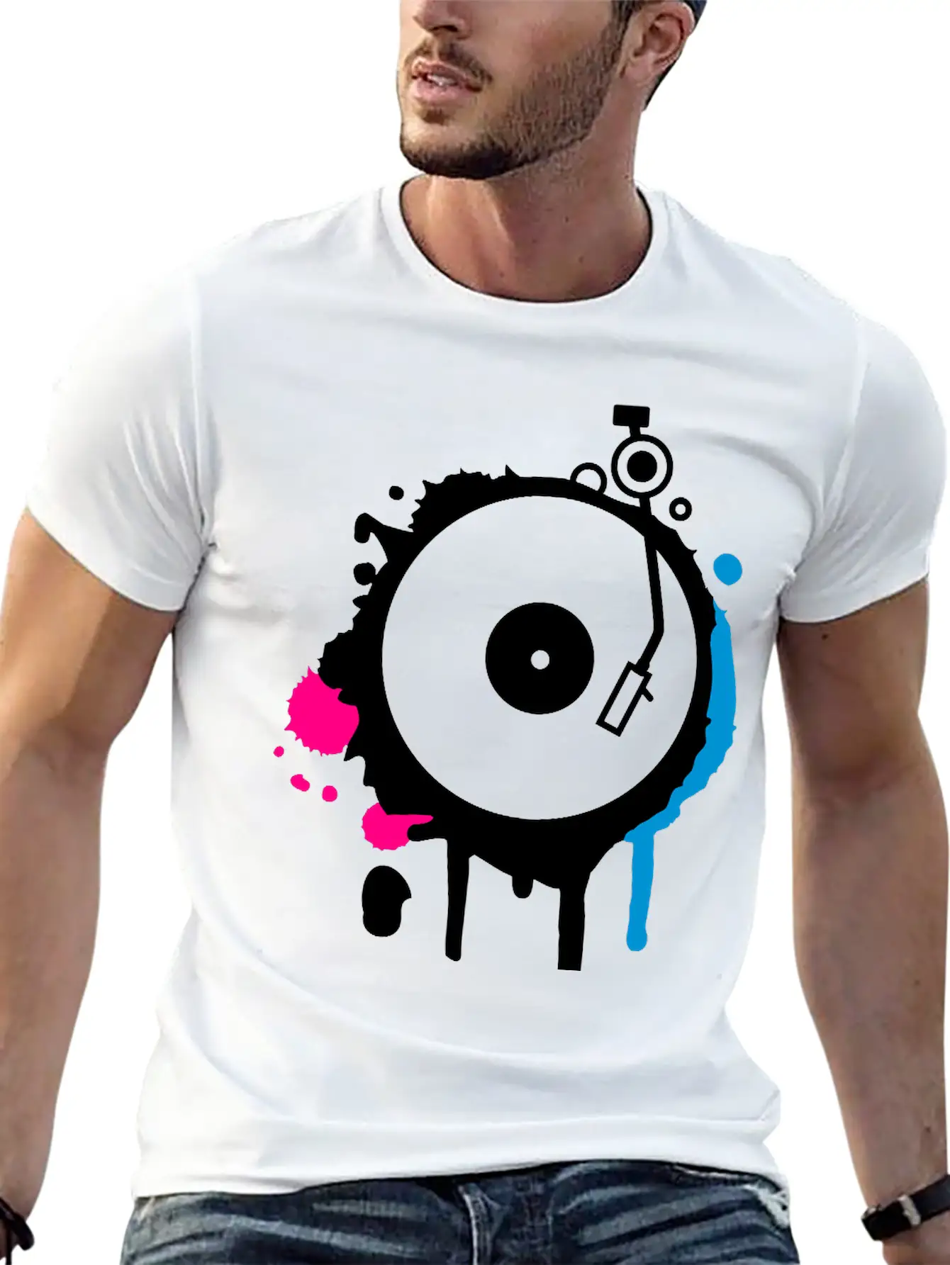 Turntable Graffiti Unisex Casual T-Shirt – Clean Design For Daily Comfort