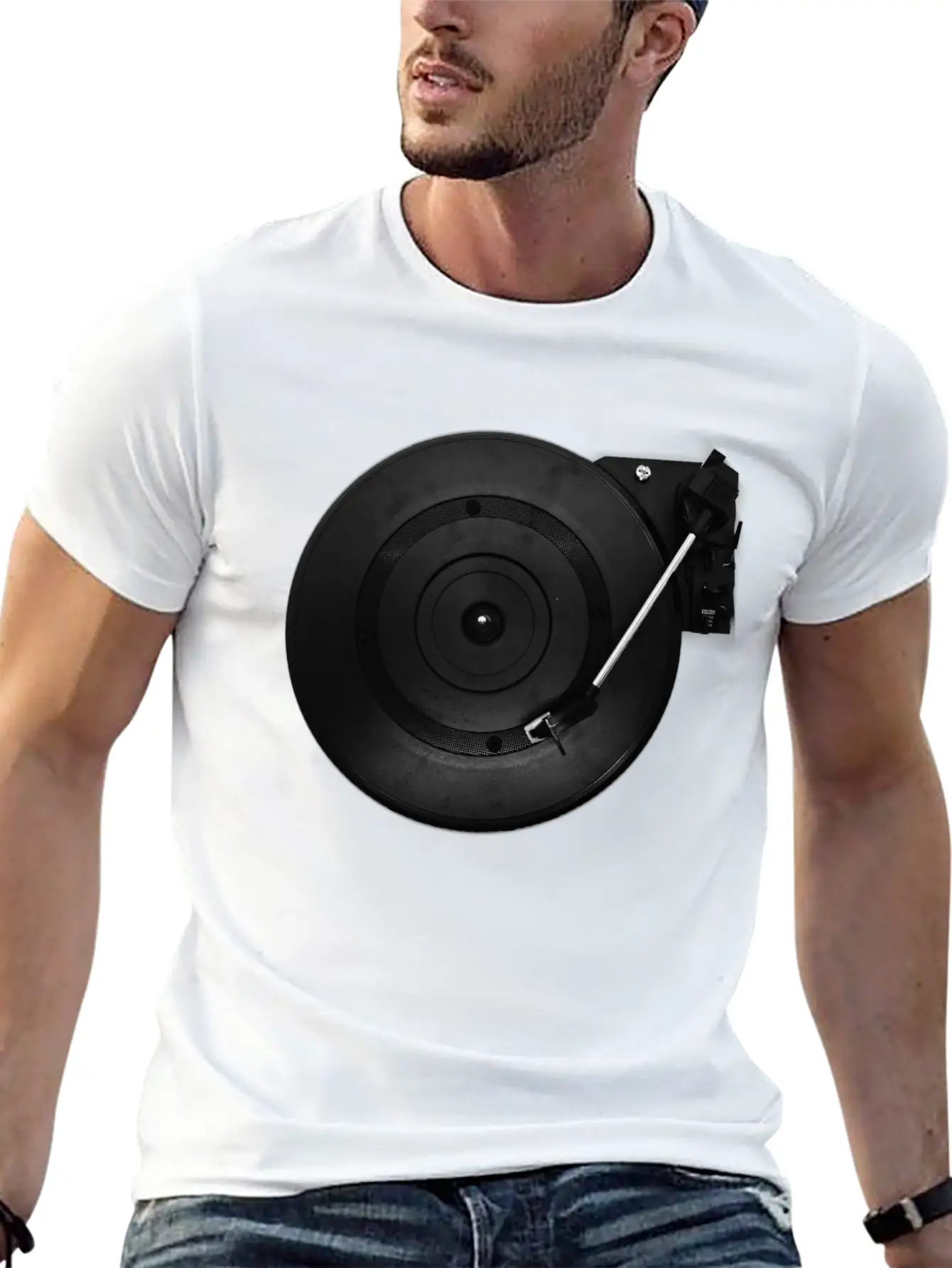 Turntable Play Disco Unisex Short Sleeve Soft Cotton T-Shirt – Casual Everyday Wear
