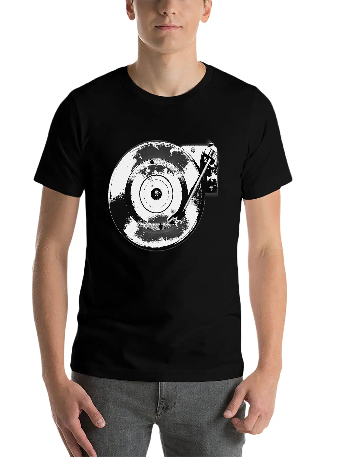 Turntable Play Disco Unisex Short Sleeve Soft Cotton T-Shirt – Casual Everyday Wear