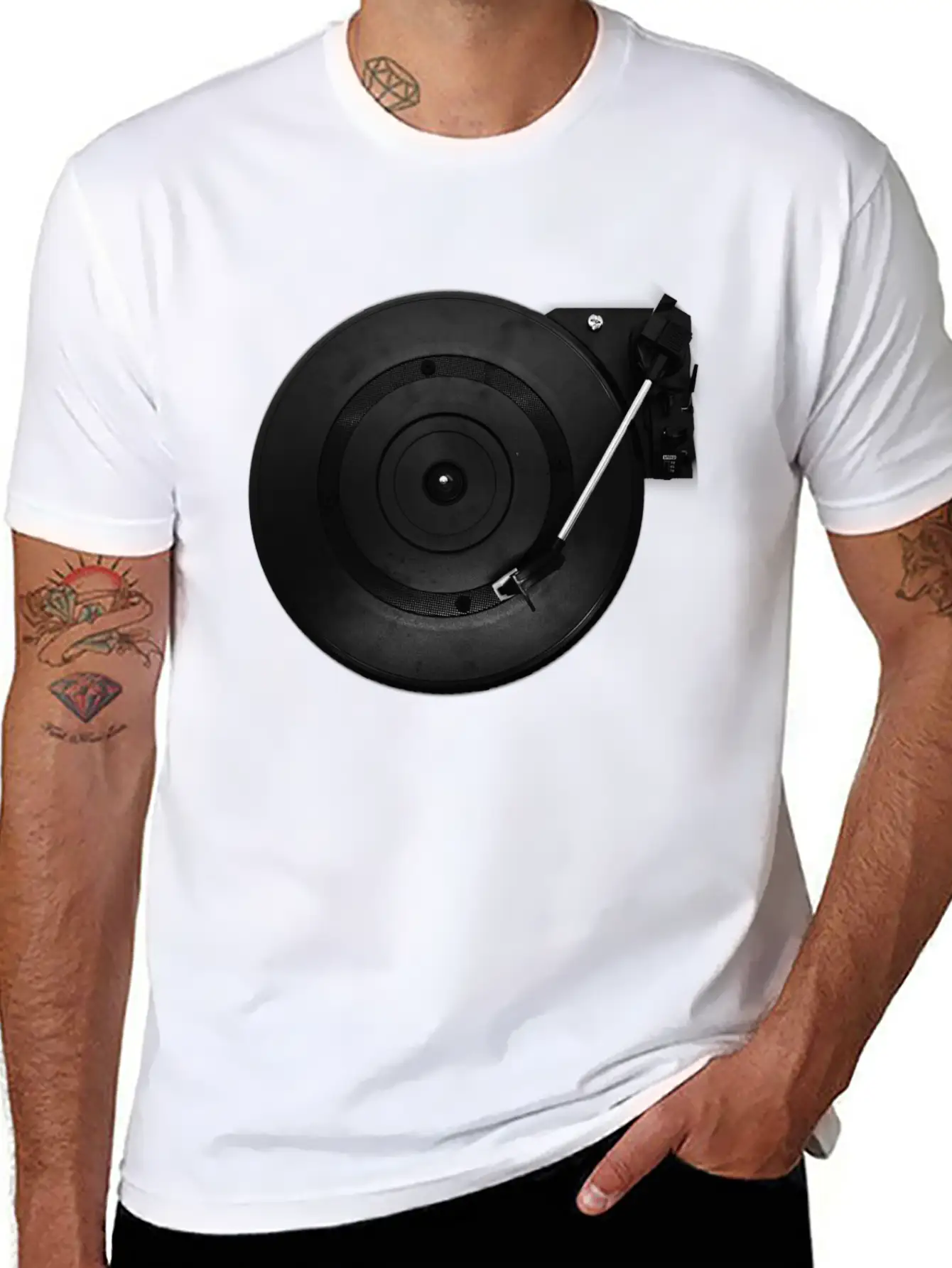 Turntable Play Disco Unisex Short Sleeve Soft Cotton T-Shirt – Casual Everyday Wear