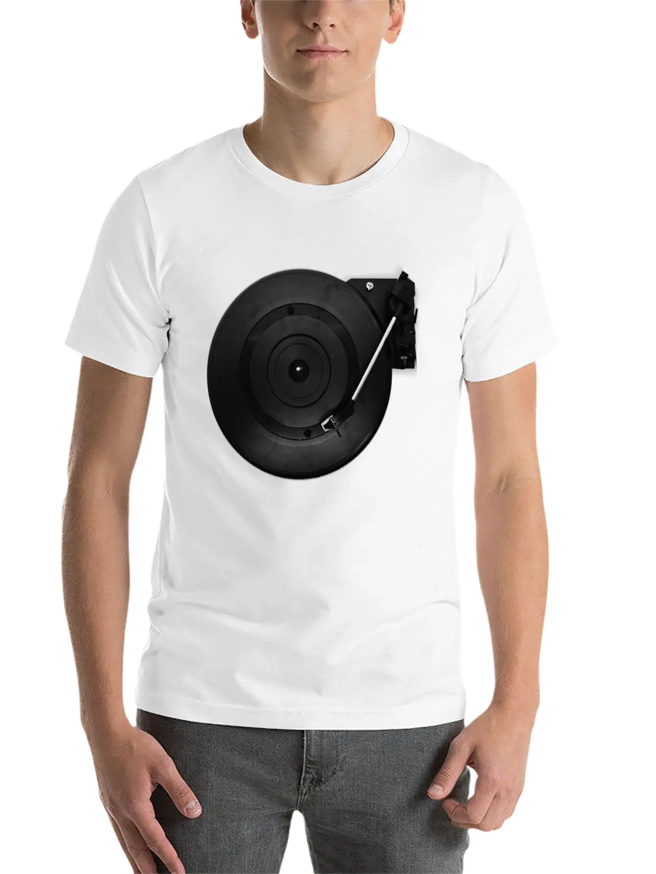 Turntable Play Disco Unisex Short Sleeve Soft Cotton T-Shirt – Casual Everyday Wear