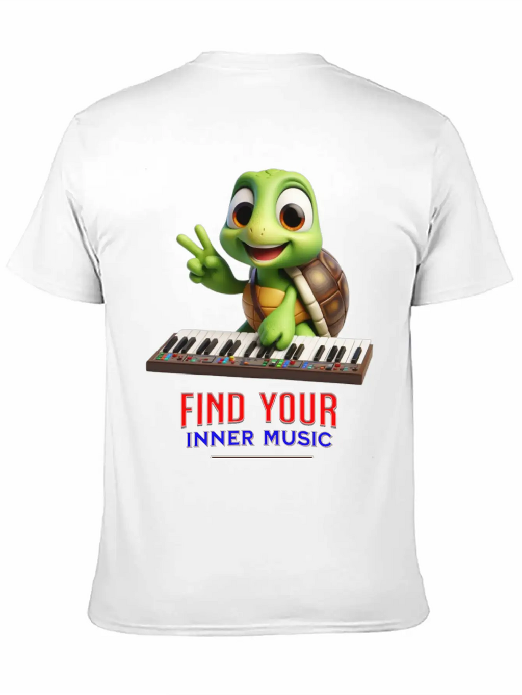 Turtle Playing Electronic Piano Unisex Casual T-Shirt – Clean Design For Daily Comfort