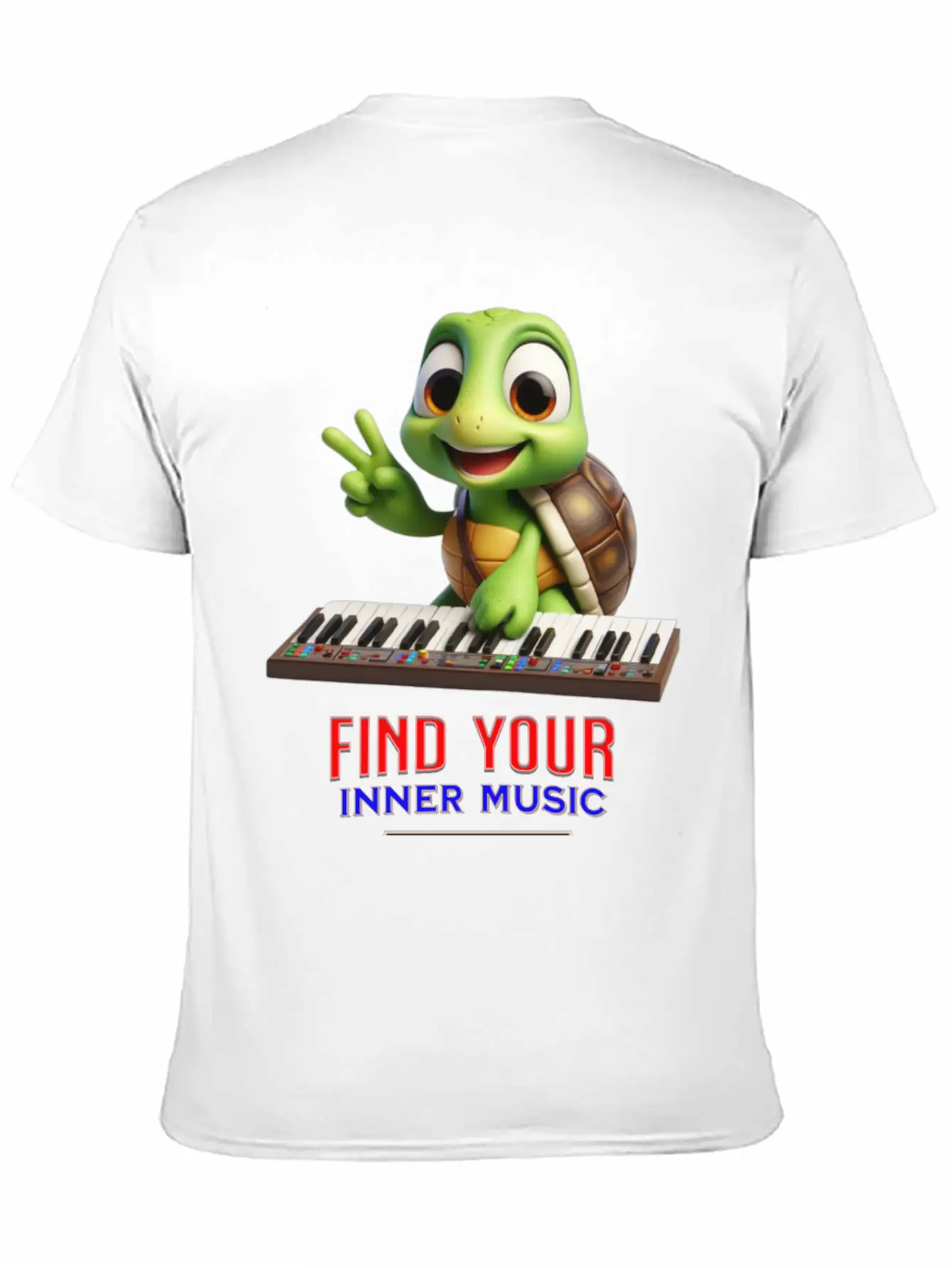 Turtle Playing Electronic Piano Unisex Casual T-Shirt – Clean Design For Daily Comfort