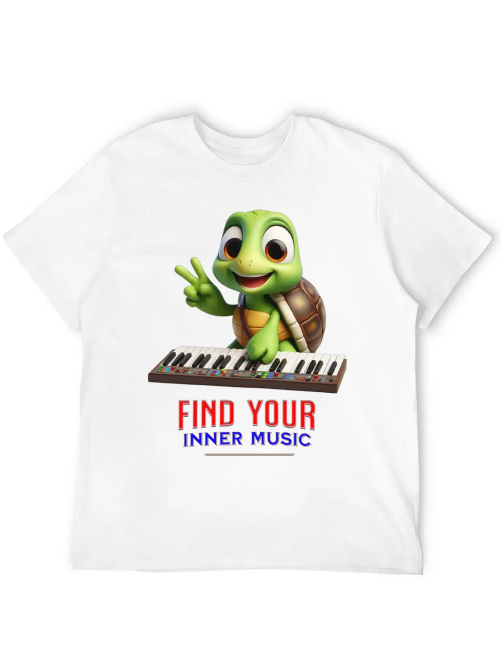 Turtle Playing Electronic Piano Unisex Casual T-Shirt – Clean Design For Daily Comfort