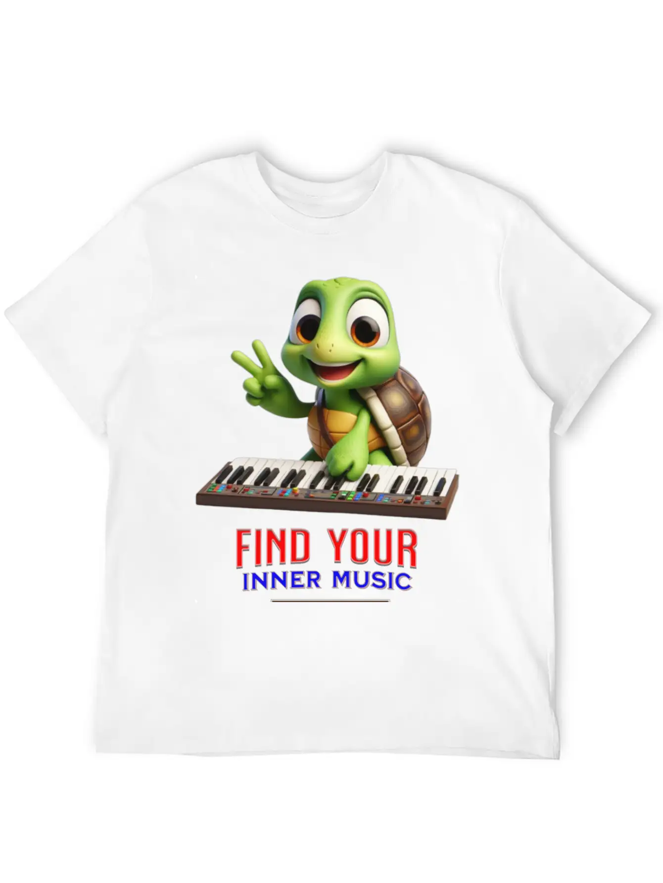 Turtle Playing Electronic Piano Unisex Casual T-Shirt – Clean Design For Daily Comfort