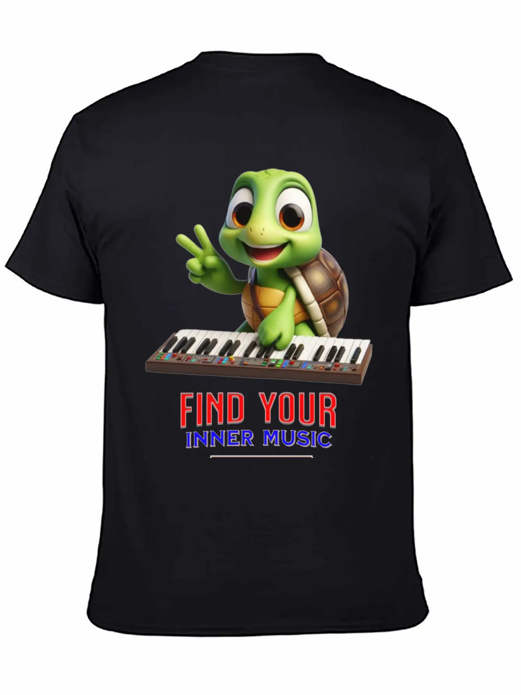 Turtle Playing Electronic Piano Unisex Casual T-Shirt – Clean Design For Daily Comfort