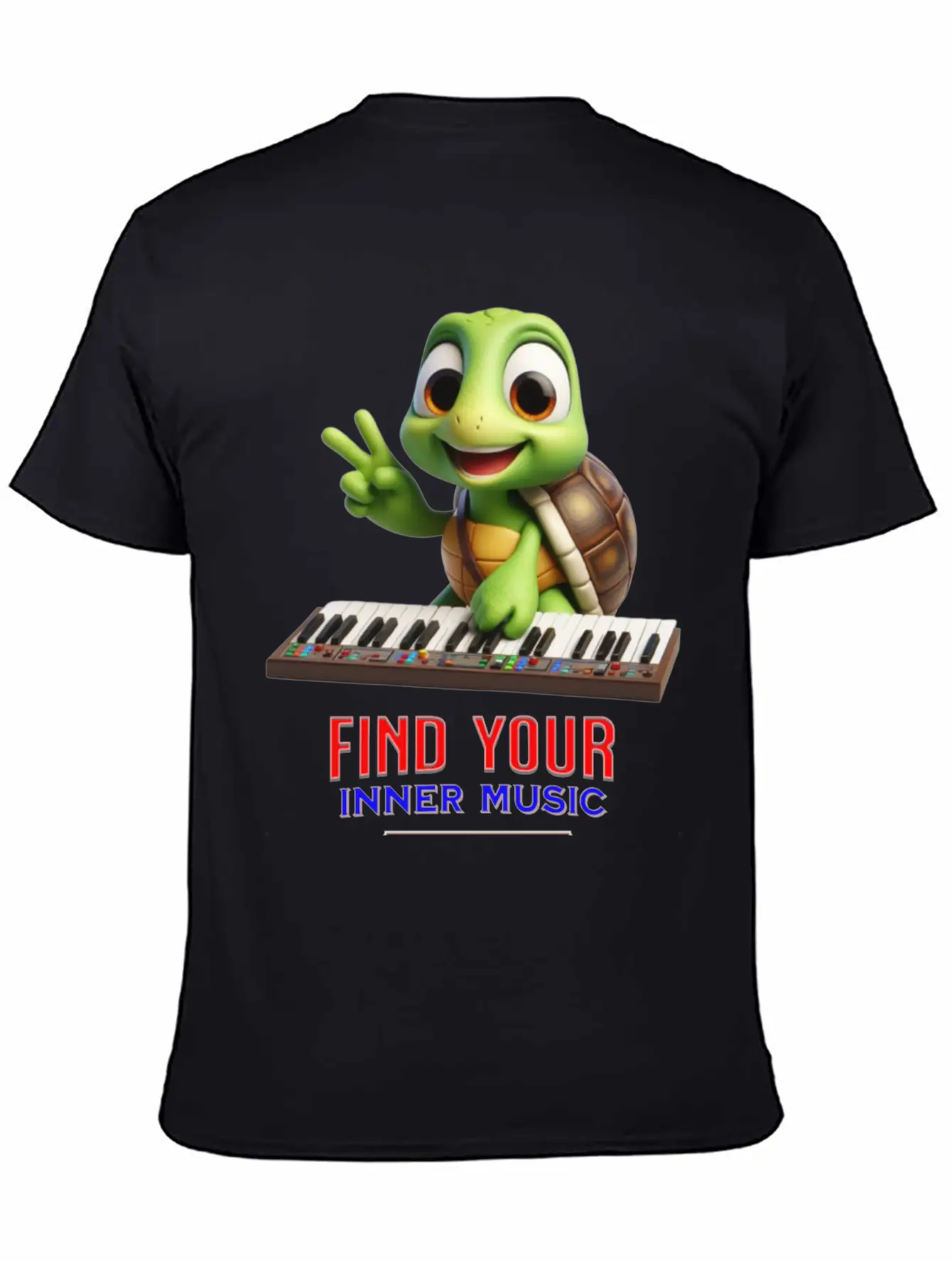 Turtle Playing Electronic Piano Unisex Casual T-Shirt – Clean Design For Daily Comfort