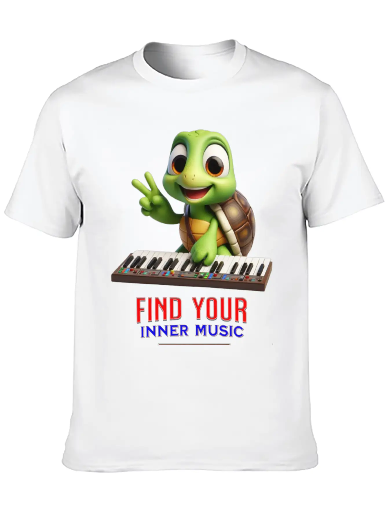 Turtle Playing Electronic Piano Unisex Casual T-Shirt – Clean Design For Daily Comfort