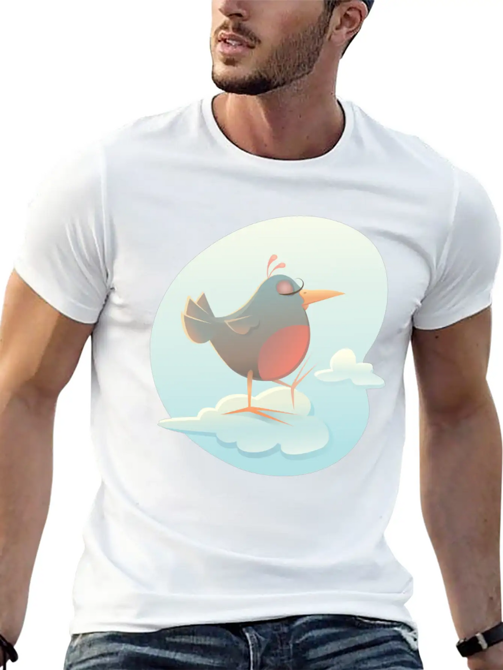 Twitter Bird On Cloud Unisex Casual T-Shirt – Clean Design For Daily Comfort