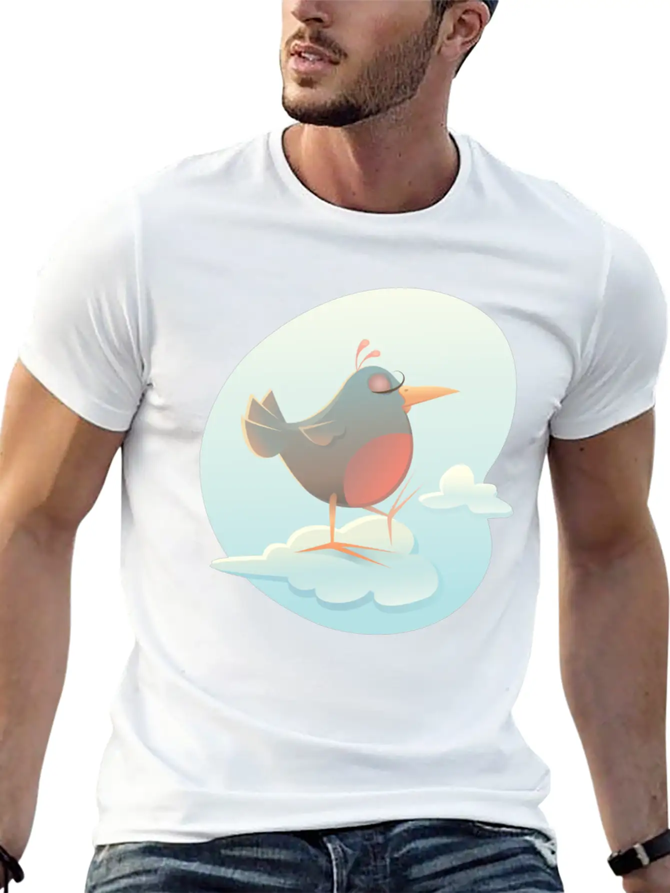 Twitter Bird On Cloud Unisex Casual T-Shirt – Clean Design For Daily Comfort