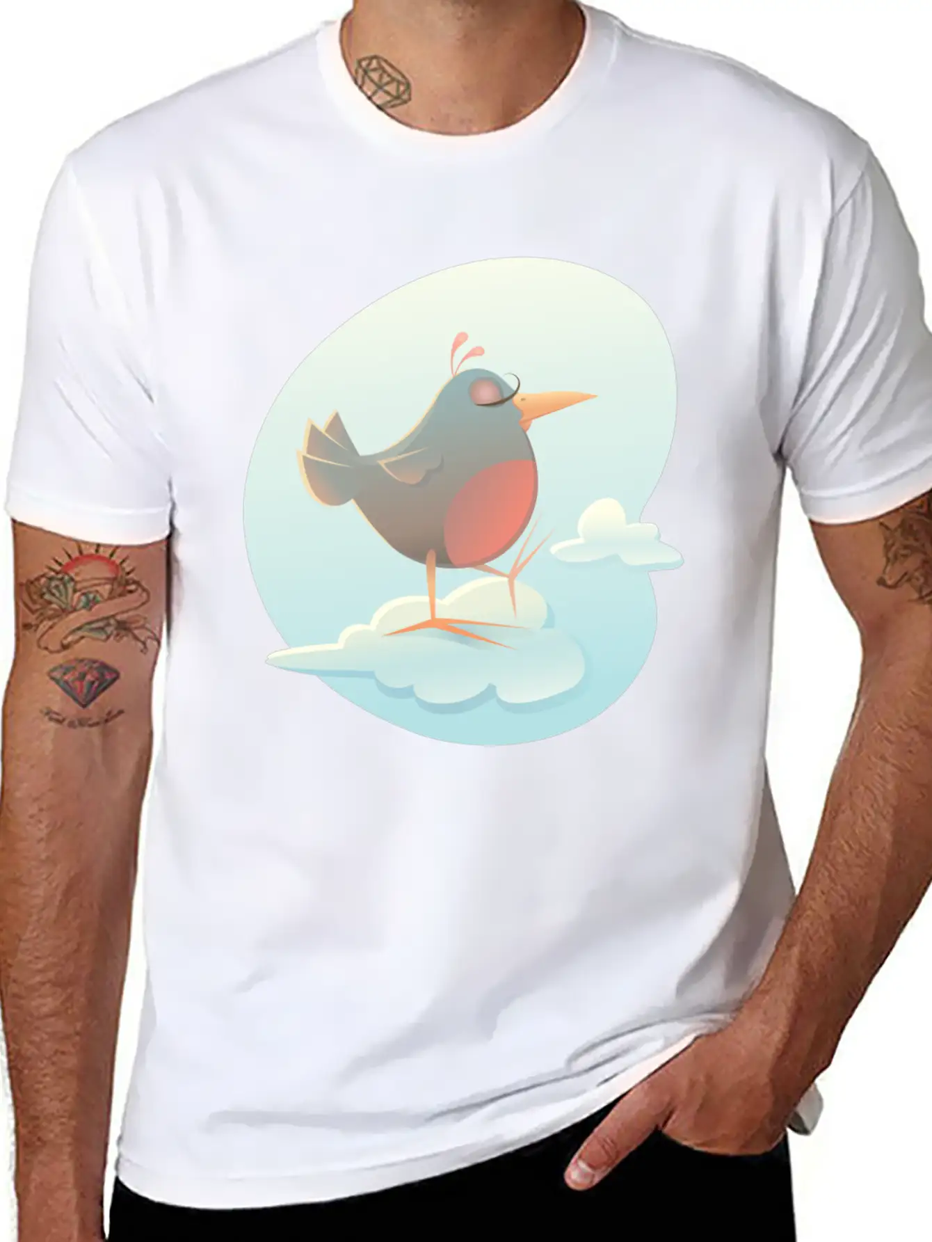 Twitter Bird On Cloud Unisex Casual T-Shirt – Clean Design For Daily Comfort