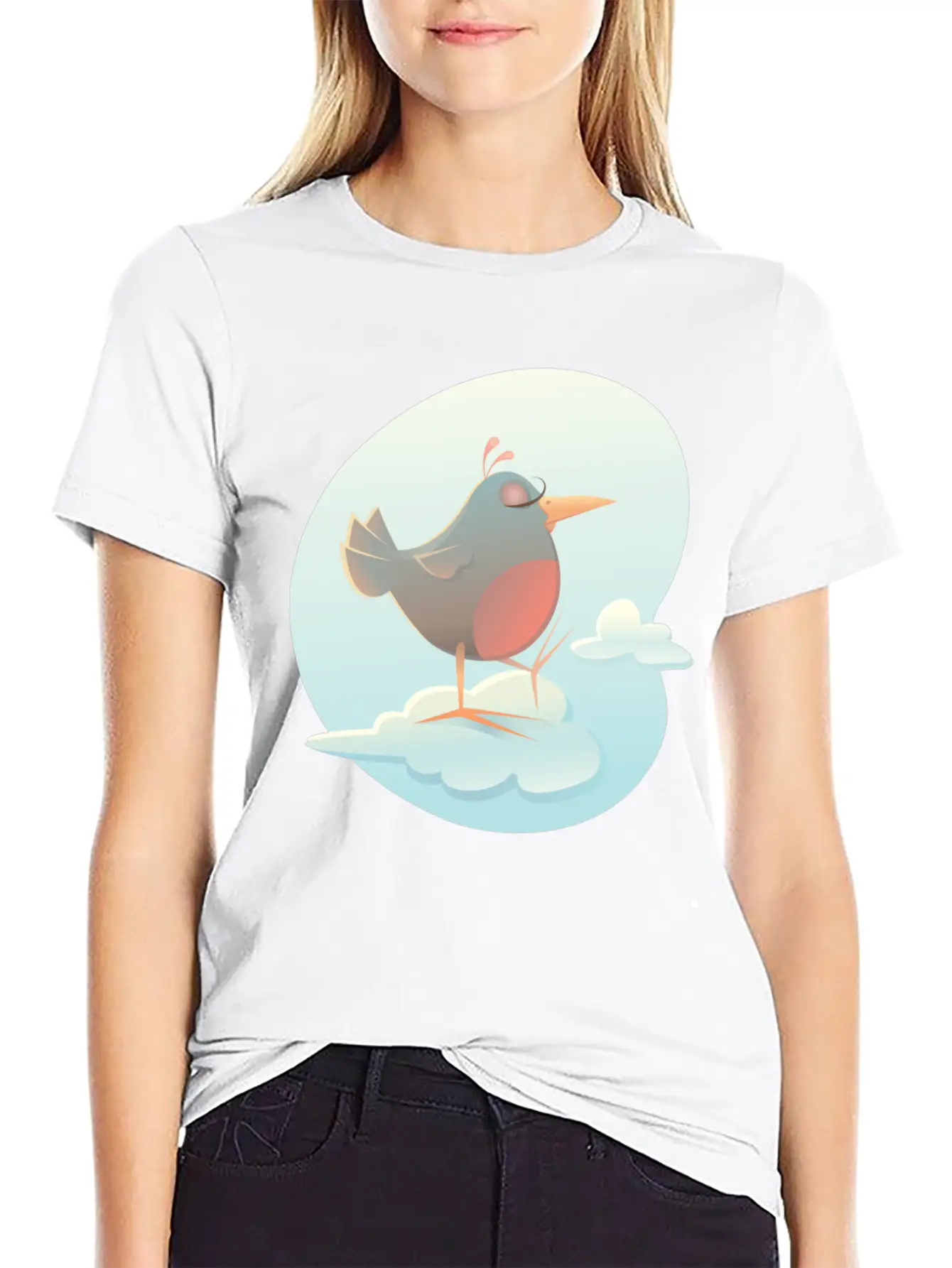 Twitter Bird On Cloud Unisex Casual T-Shirt – Clean Design For Daily Comfort