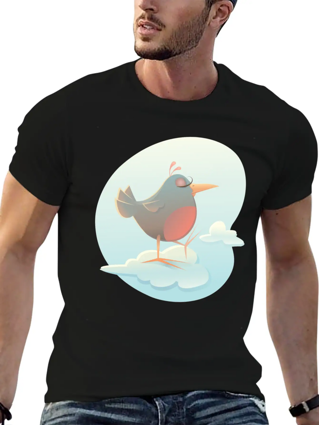 Twitter Bird On Cloud Unisex Casual T-Shirt – Clean Design For Daily Comfort
