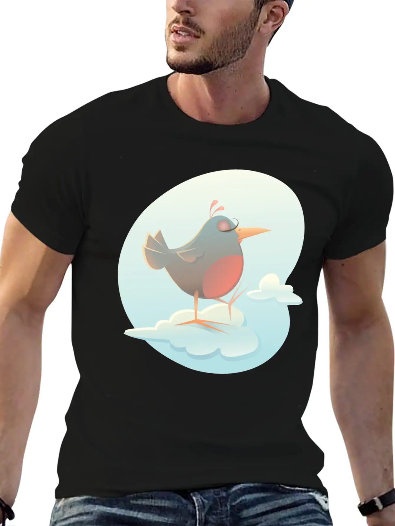 Twitter Bird On Cloud Unisex Casual T-Shirt – Clean Design For Daily Comfort