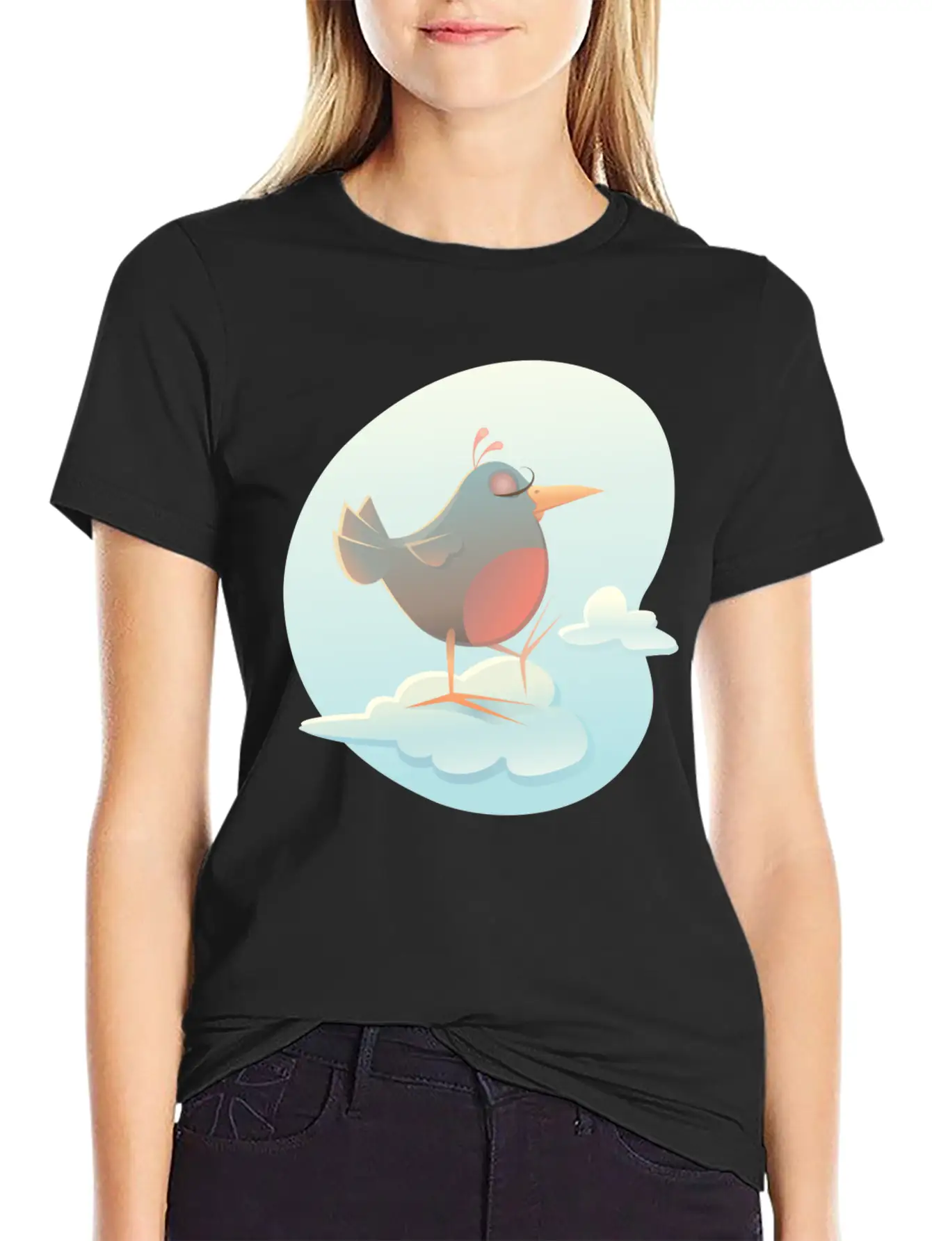 Twitter Bird On Cloud Unisex Casual T-Shirt – Clean Design For Daily Comfort