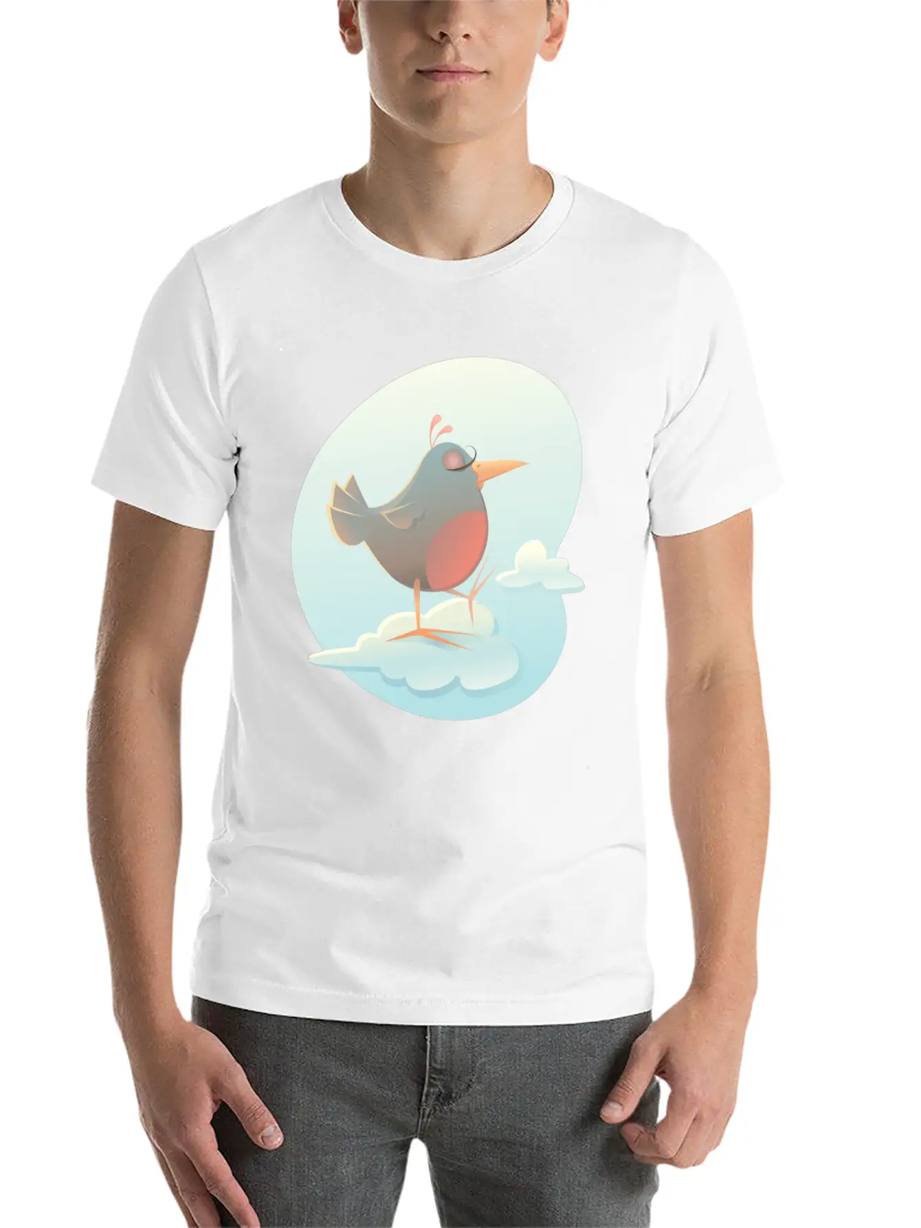 Twitter Bird On Cloud Unisex Casual T-Shirt – Clean Design For Daily Comfort