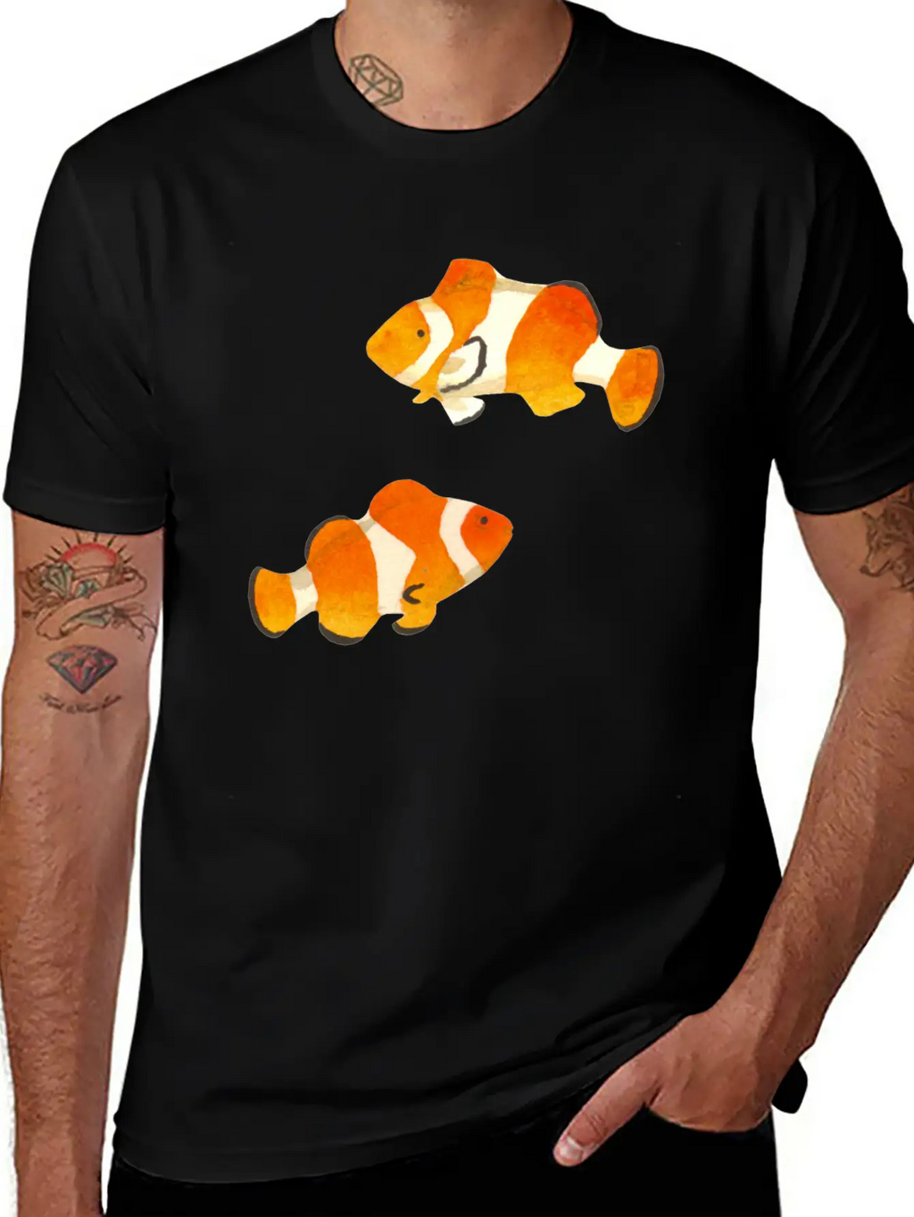 Two Fishes In Watercolor Casual Graphic T-Shirt – Simple And Comfortable Daily Wear