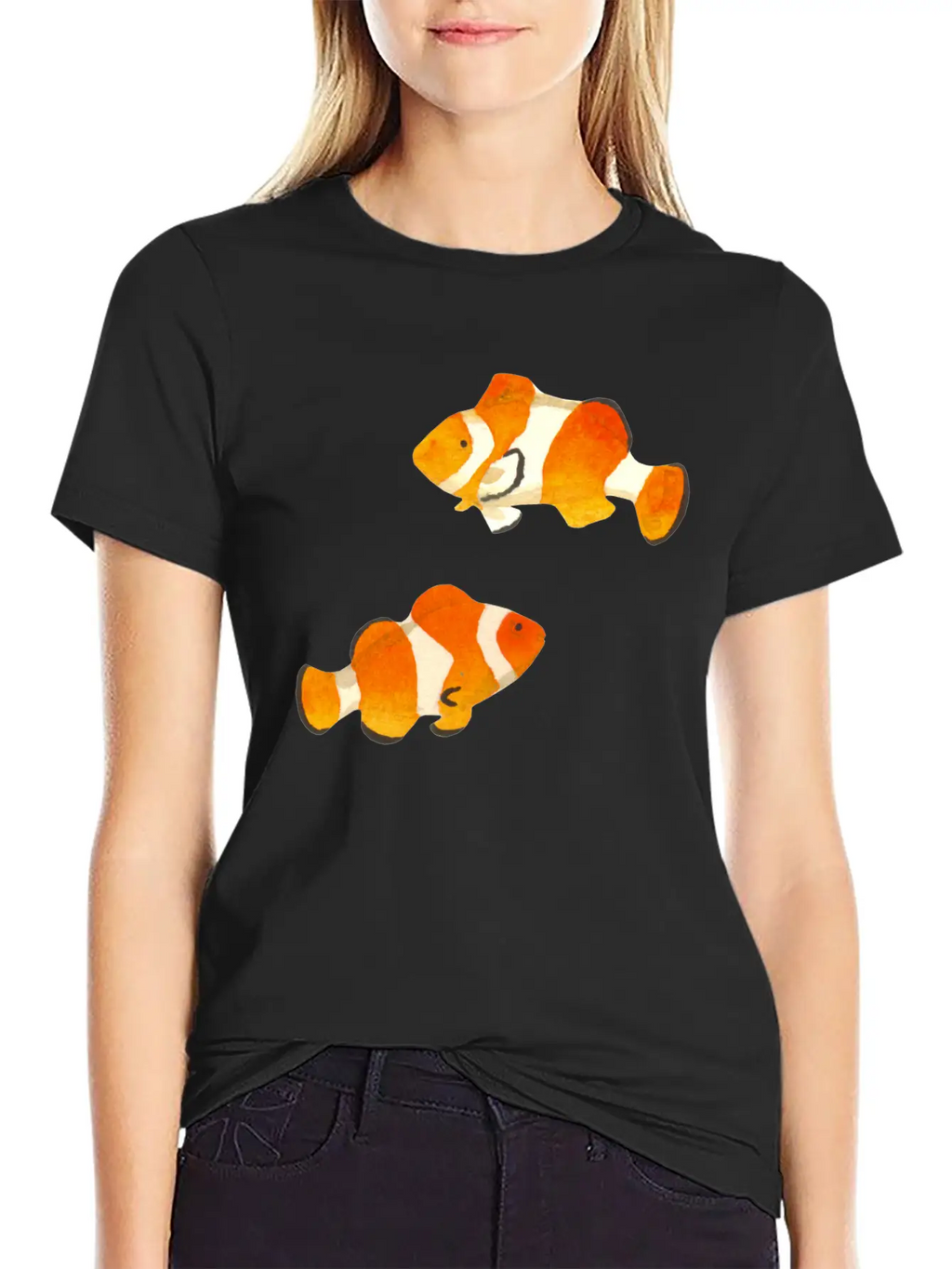 Two Fishes In Watercolor Casual Graphic T-Shirt – Simple And Comfortable Daily Wear